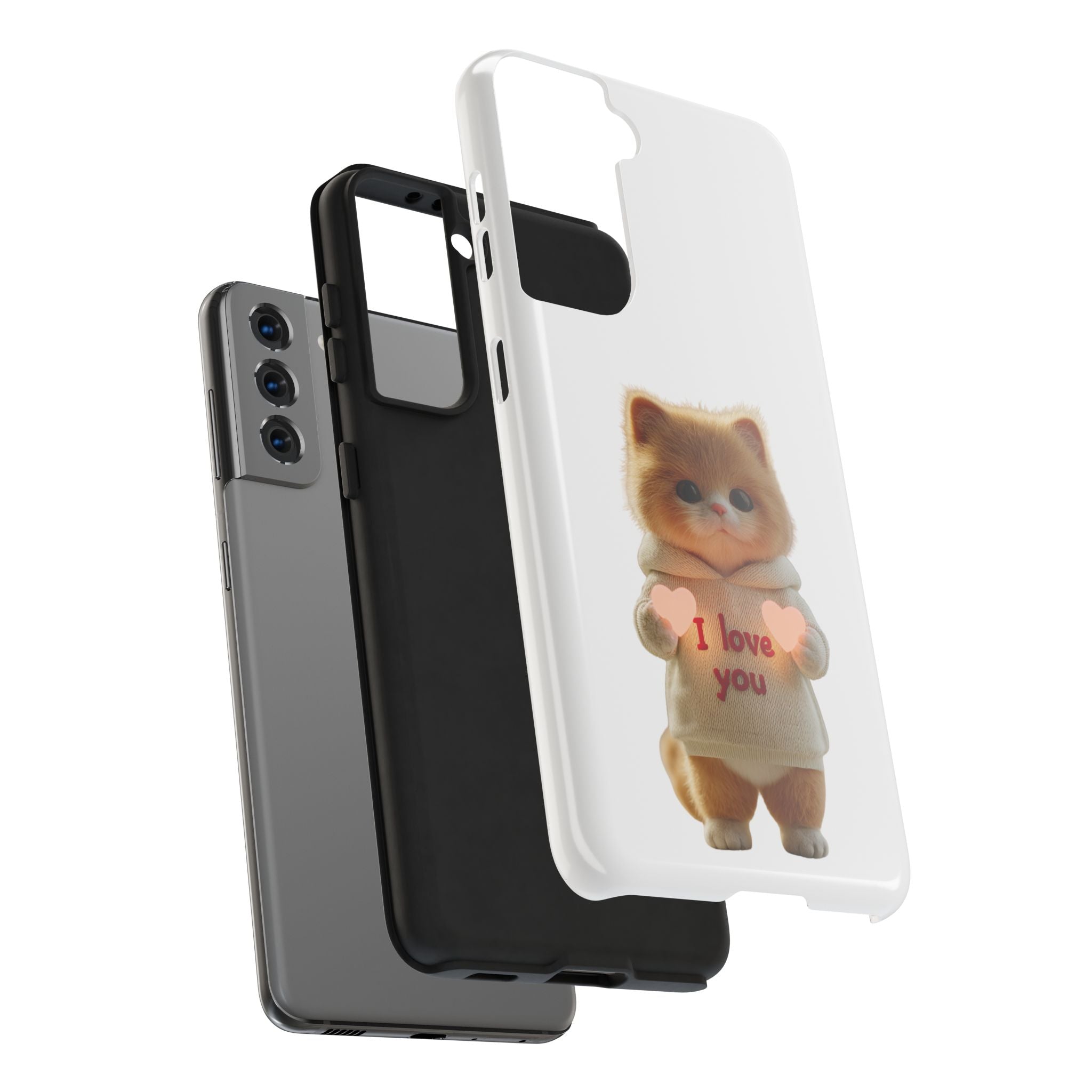 Cute Cat Love Phone Case - Tough Protection with Adorable Design