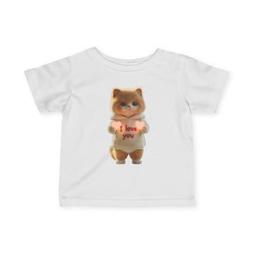 Infant Tee — Cute Puppy Holding 'I Love You' Graphic