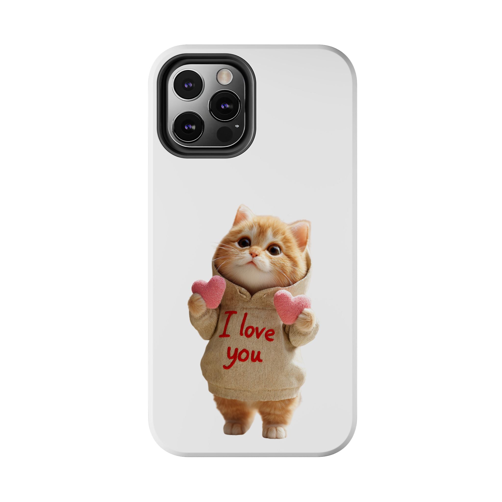 Cute Cat Phone Case with 'I Love You' Design