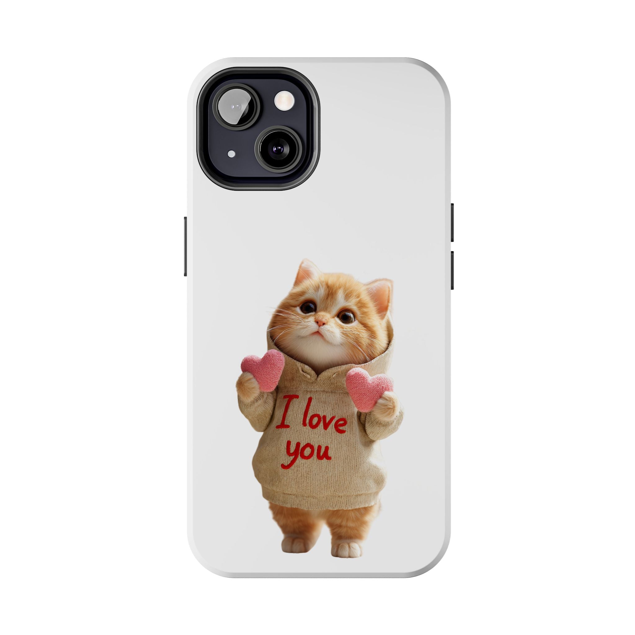 Cute Cat Phone Case with 'I Love You' Design