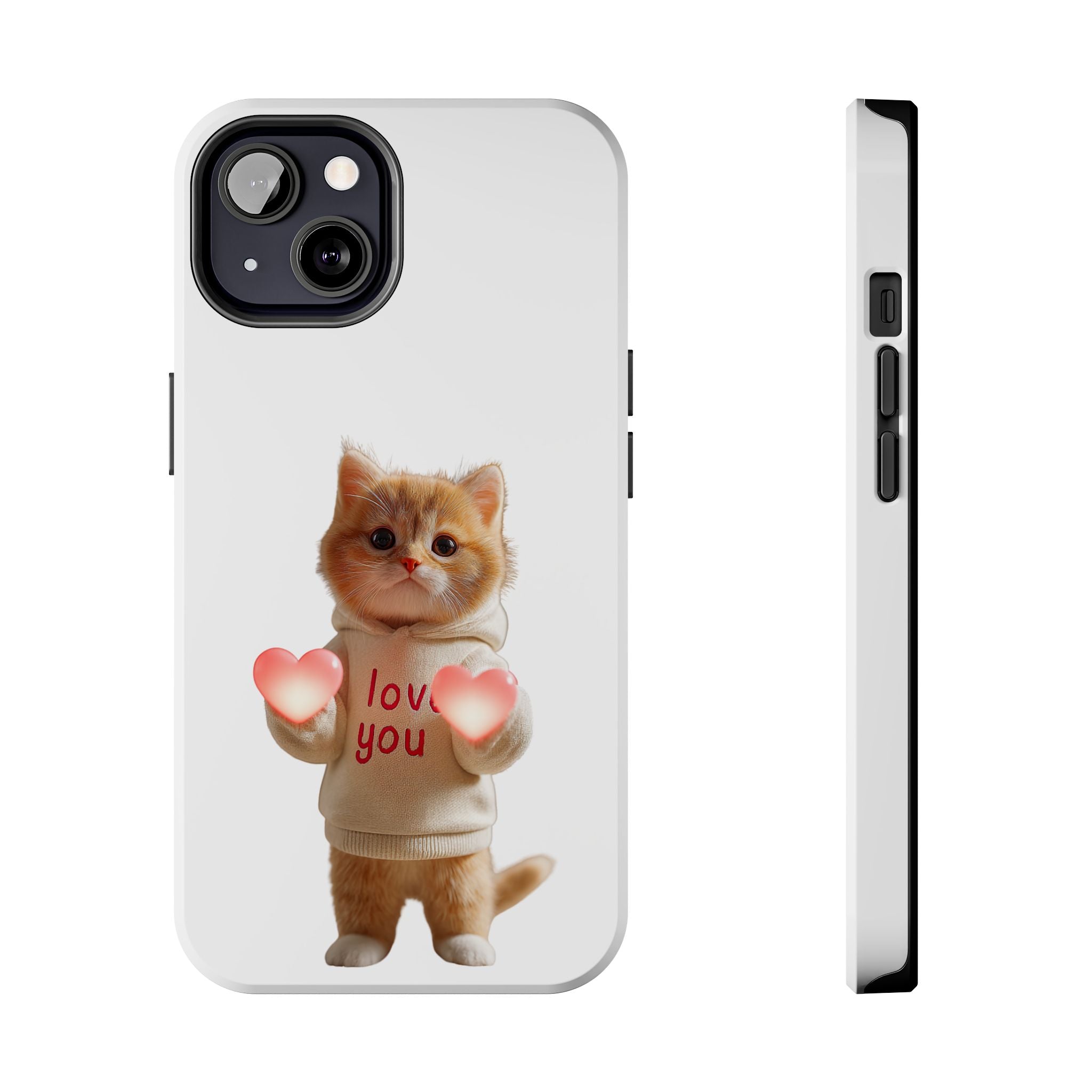 Cute Kitten ‘Love You’ Heart Paw Tough Protective Case