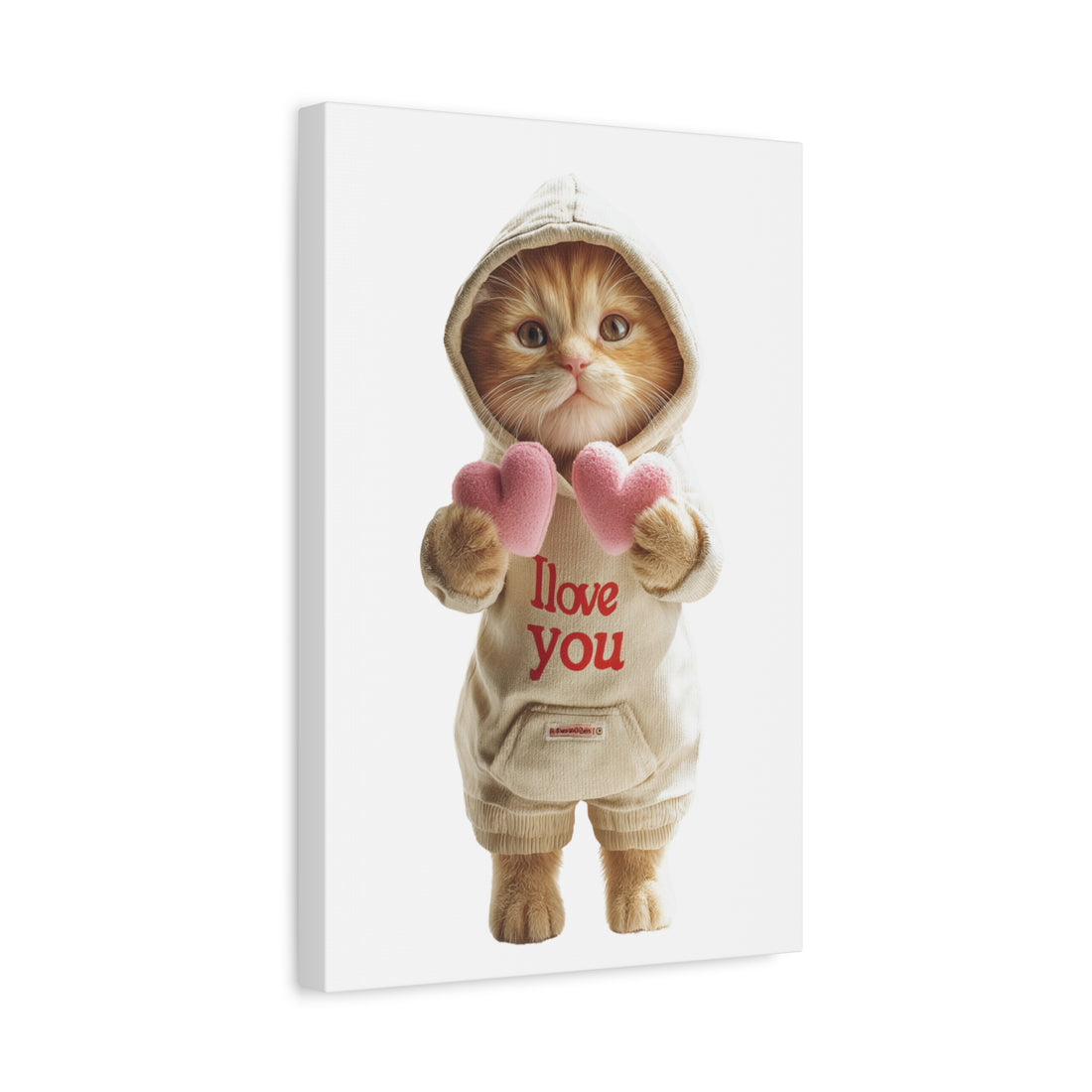 Cute Kitten 'I Love You' Canvas Wall Art — Valentine Cat Print