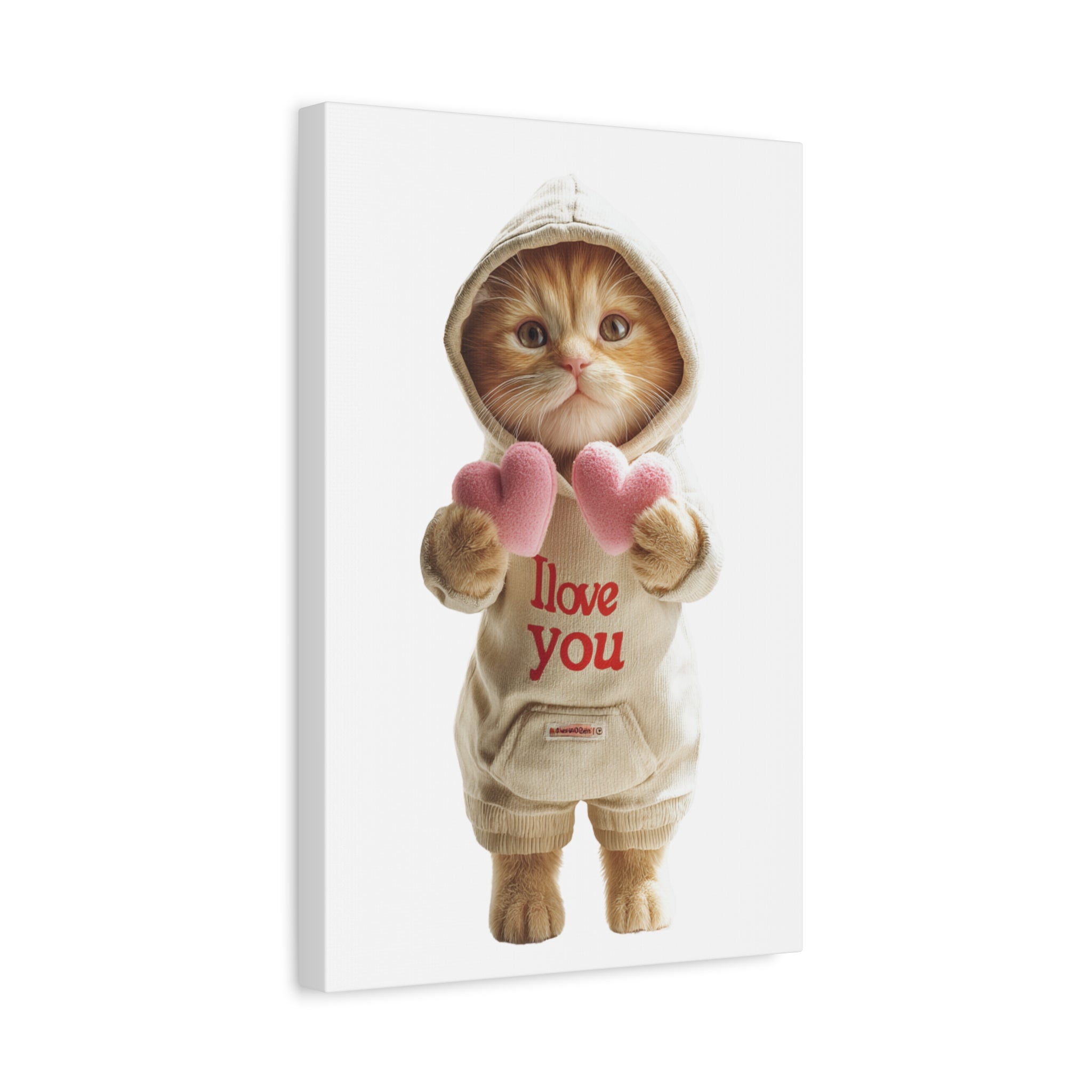 Cute Kitten 'I Love You' Canvas Wall Art — Valentine Cat Print