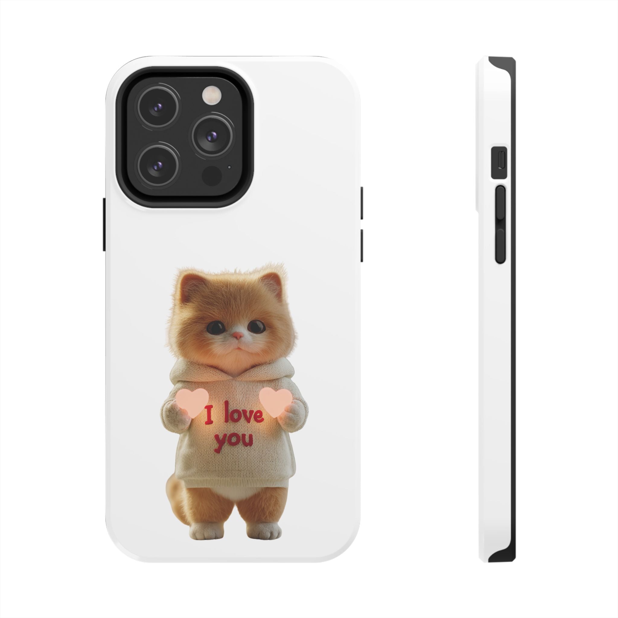 Cute Cat Love Phone Case - Tough Protection with Adorable Design