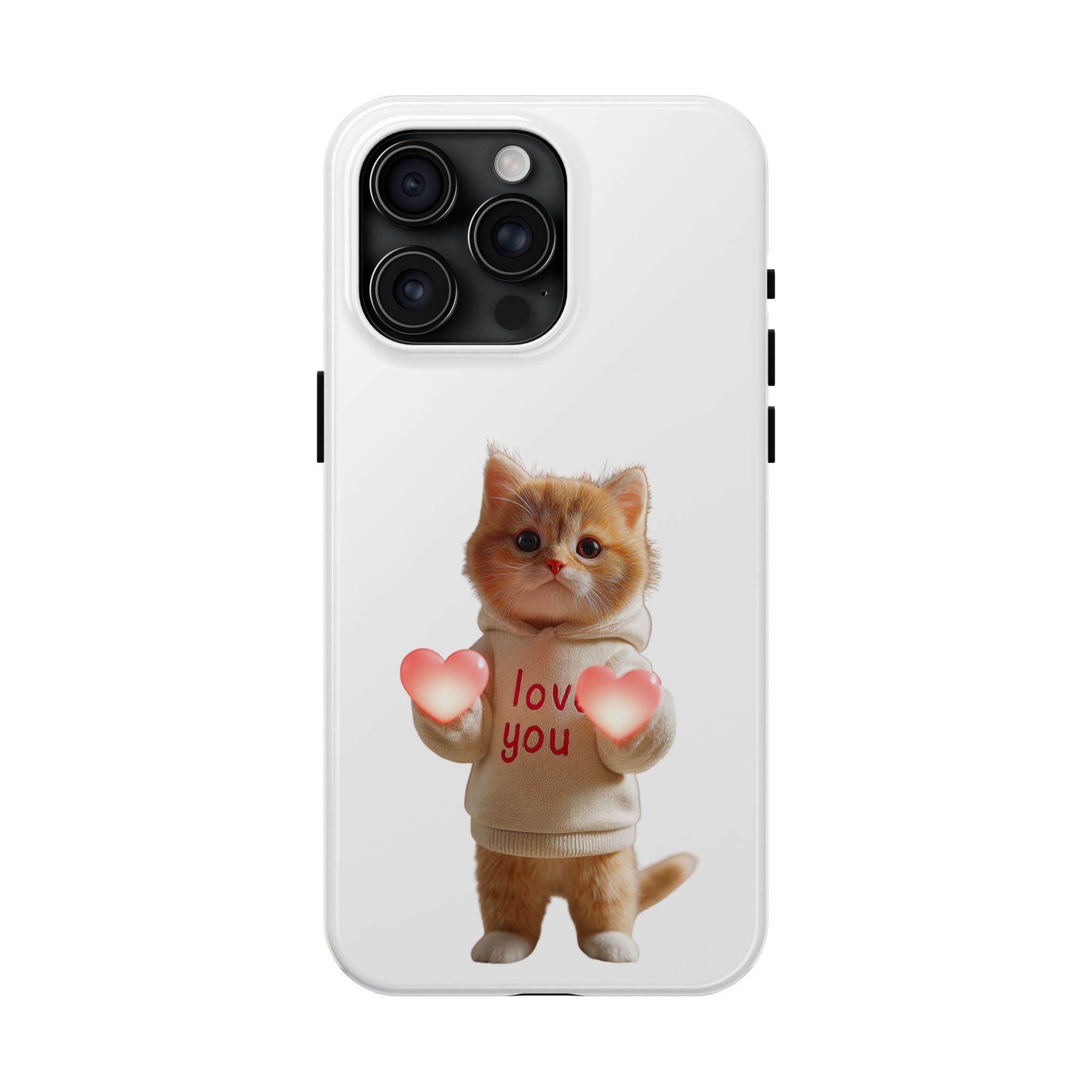 Cute Kitten ‘Love You’ Heart Paw Tough Protective Case