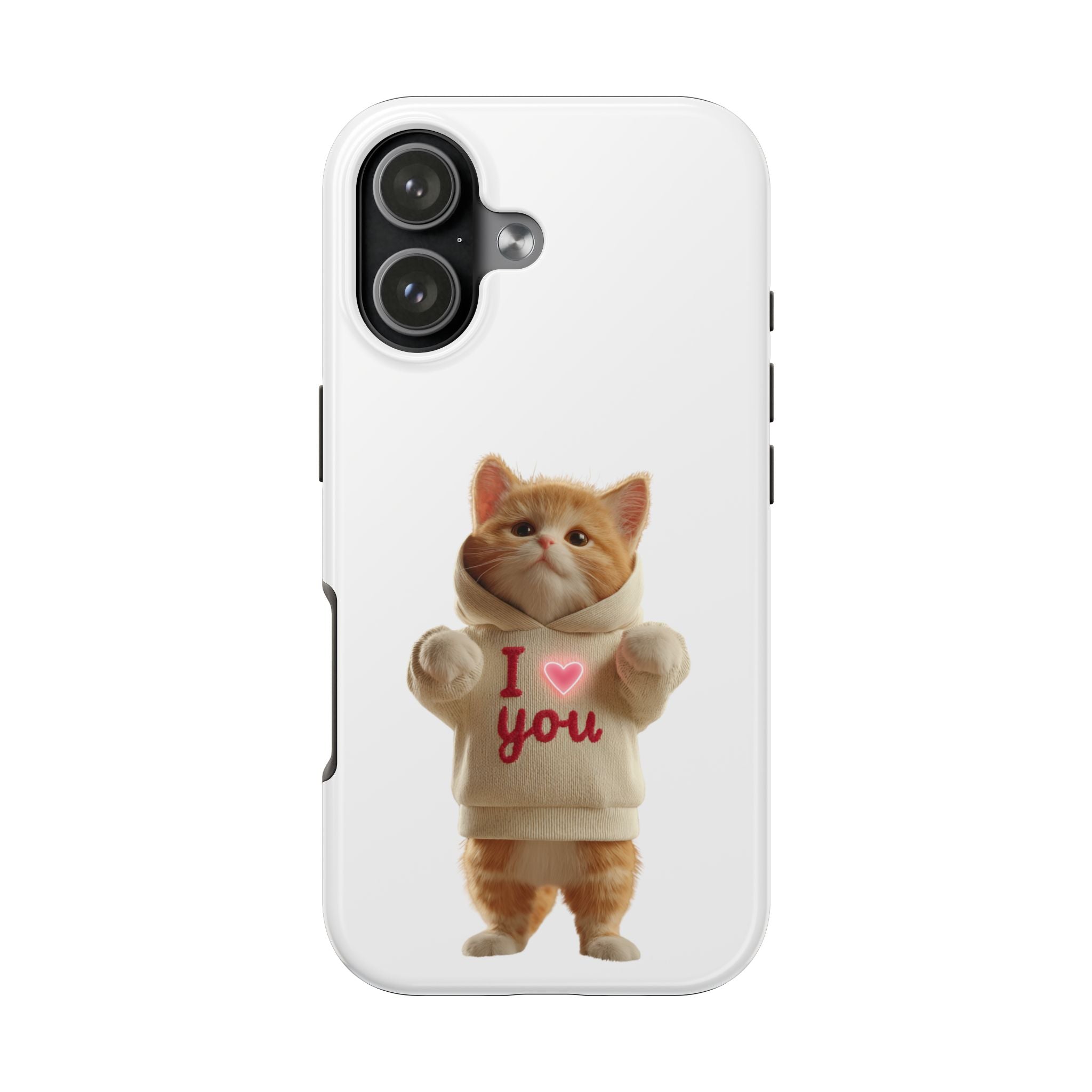 Cute Cat Tough Phone Case – 'I  You' Design