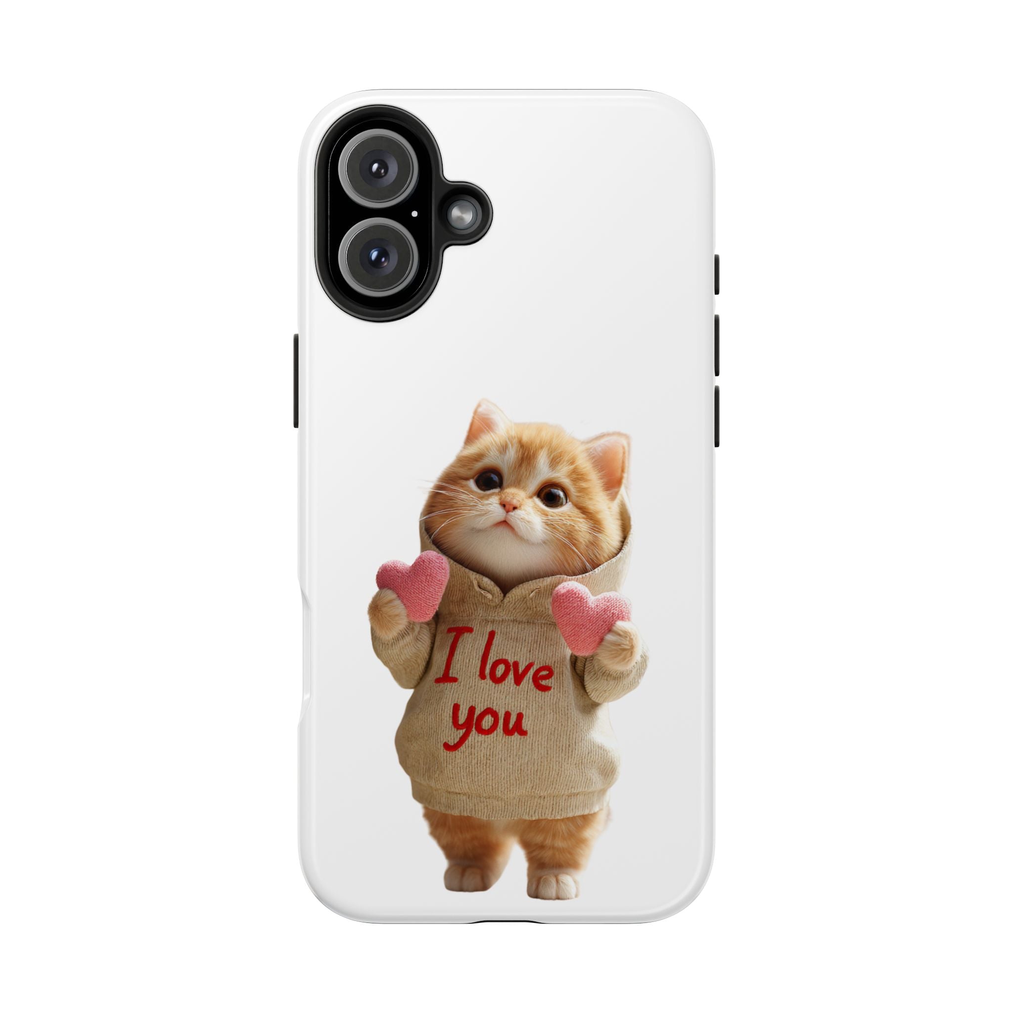 Cute Cat Phone Case with 'I Love You' Design