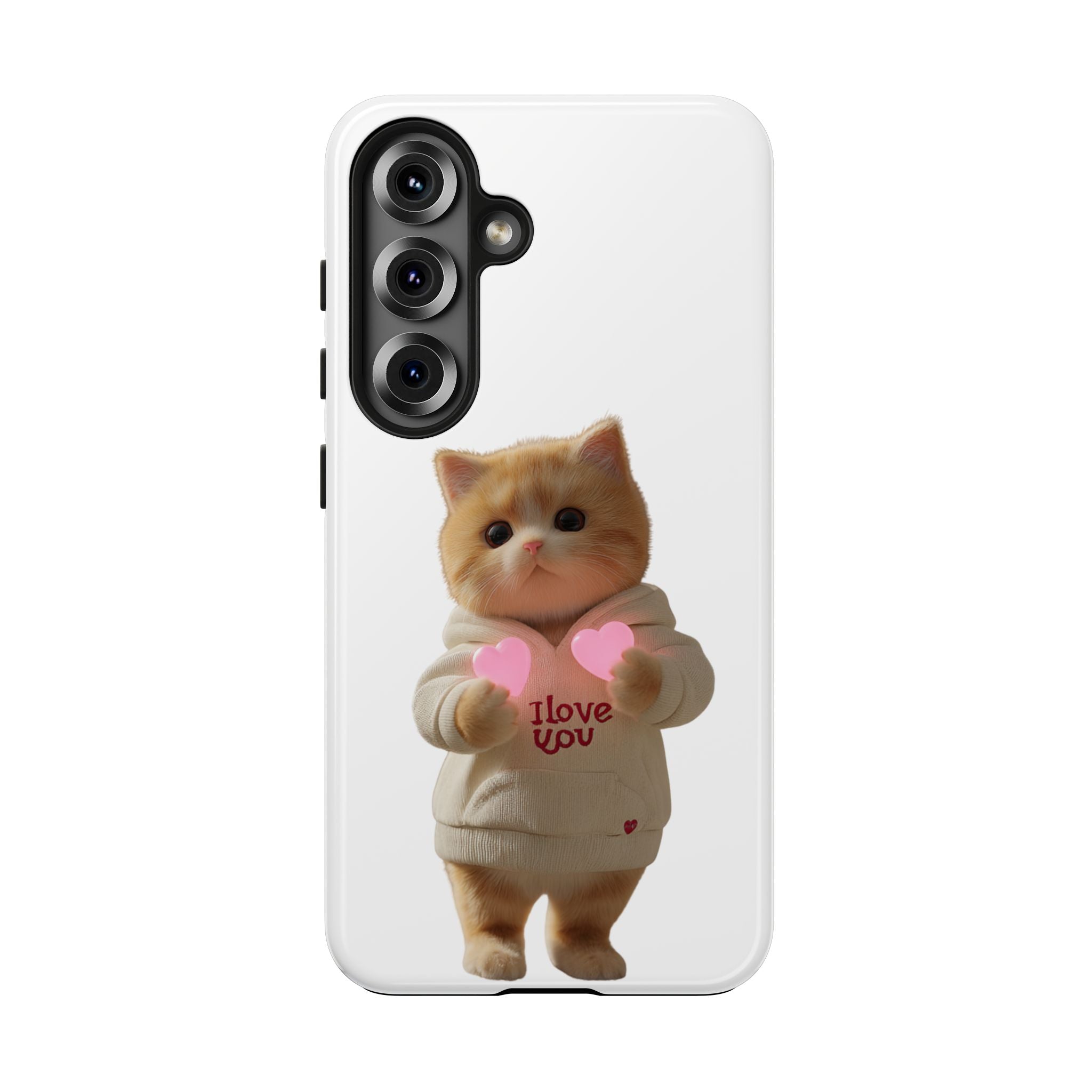 Cute Cat Tough Phone Case - I Love You Design