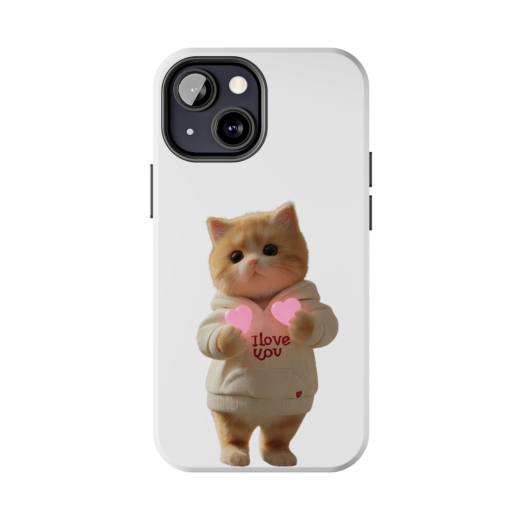 Cute Cat Tough Phone Case - I Love You Design