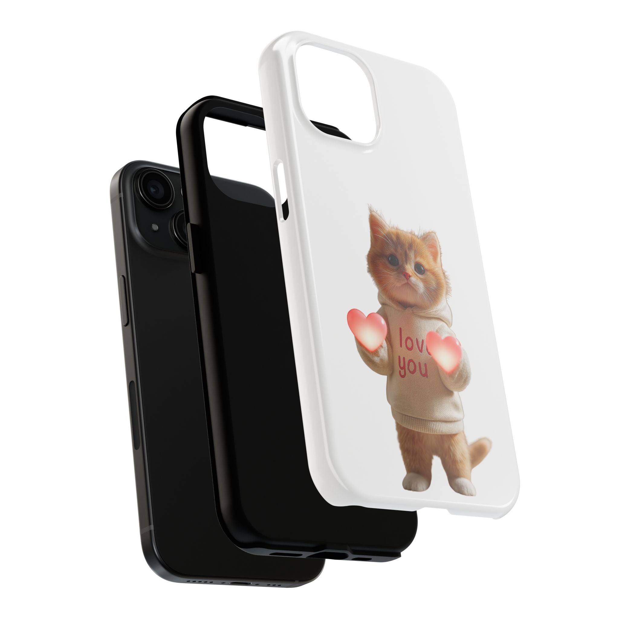 Cute Kitten ‘Love You’ Heart Paw Tough Protective Case