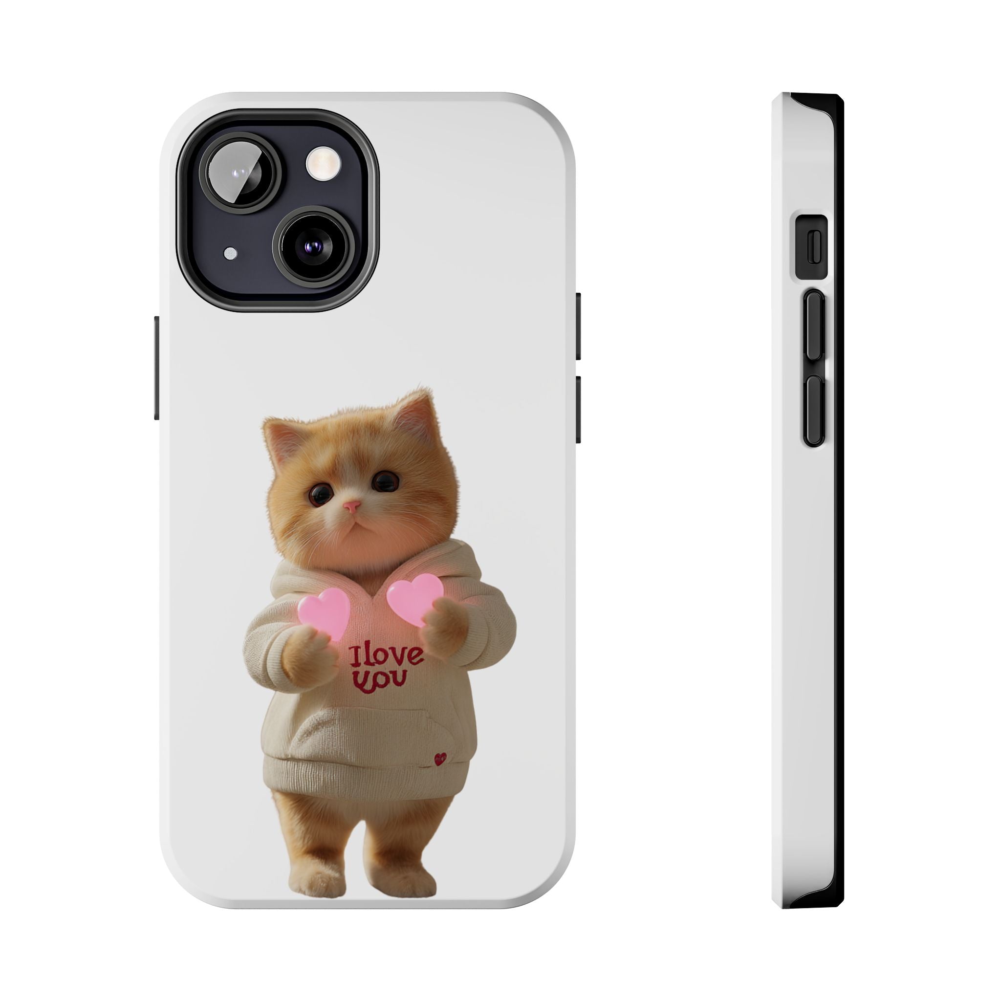 Cute Cat Tough Phone Case - I Love You Design