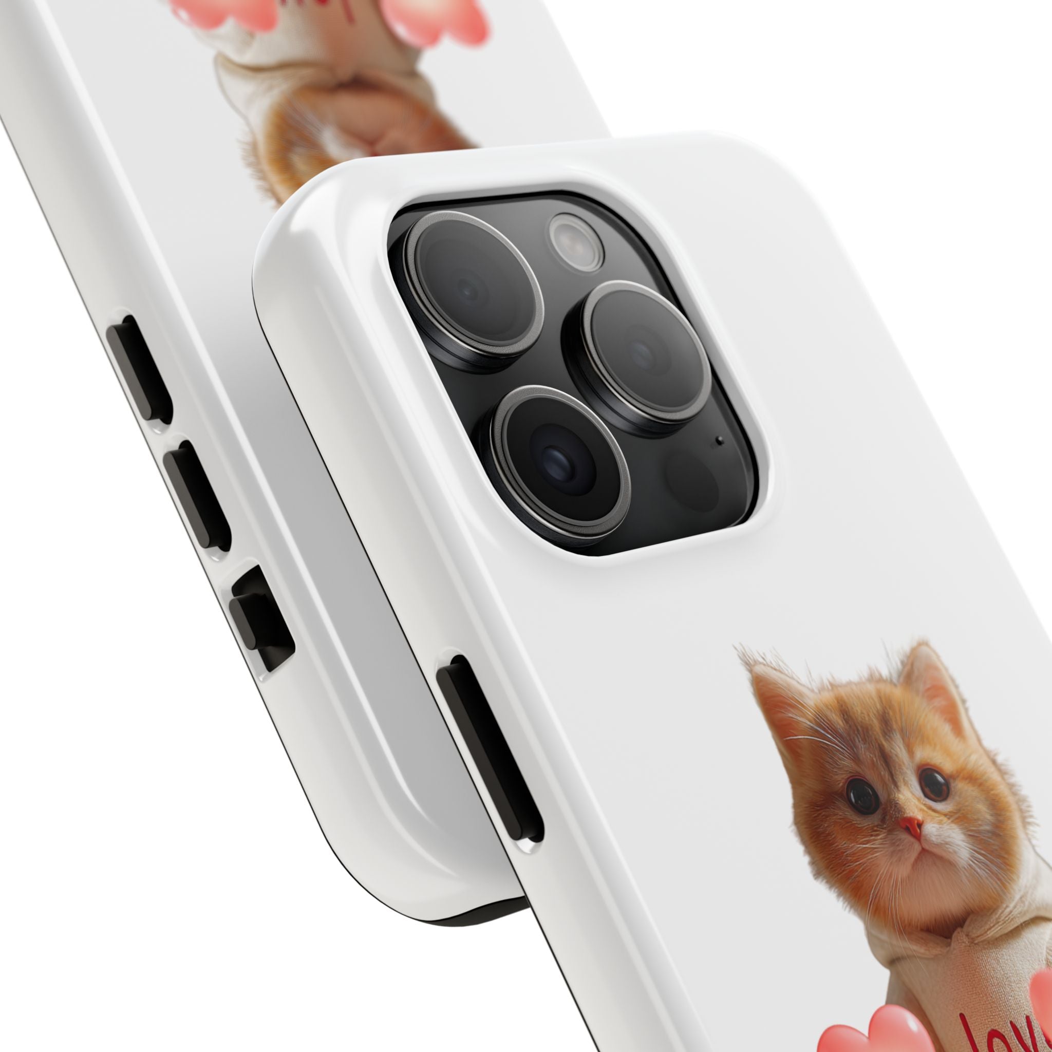 Cute Kitten ‘Love You’ Heart Paw Tough Protective Case