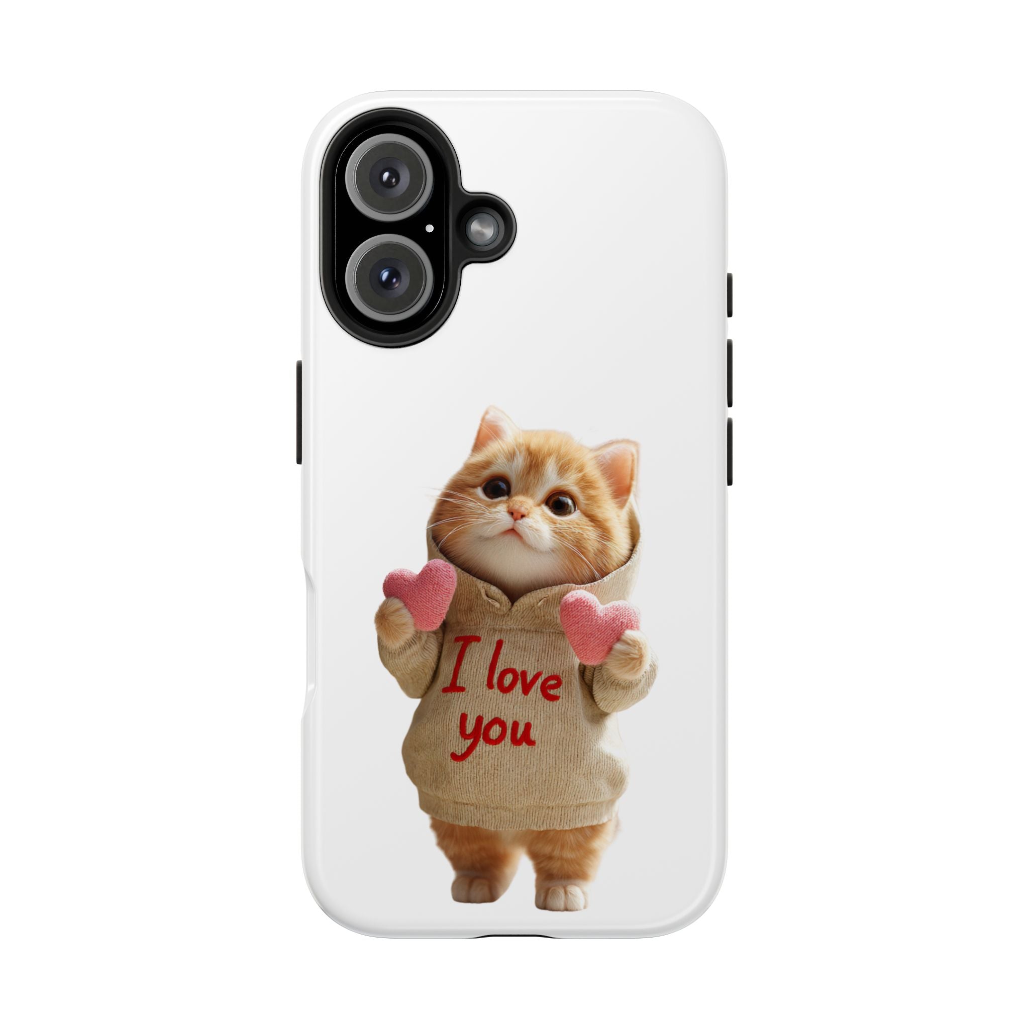 Cute Cat Phone Case with 'I Love You' Design