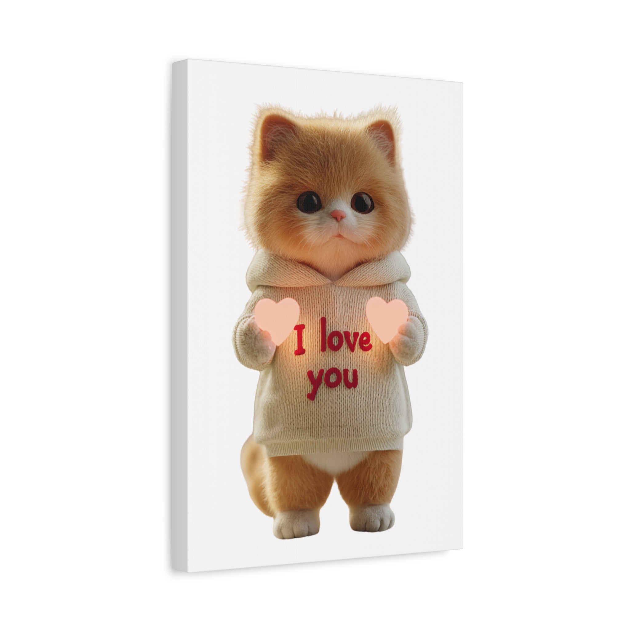 Cute Kitten "I Love You" Matte Canvas Wall Art
