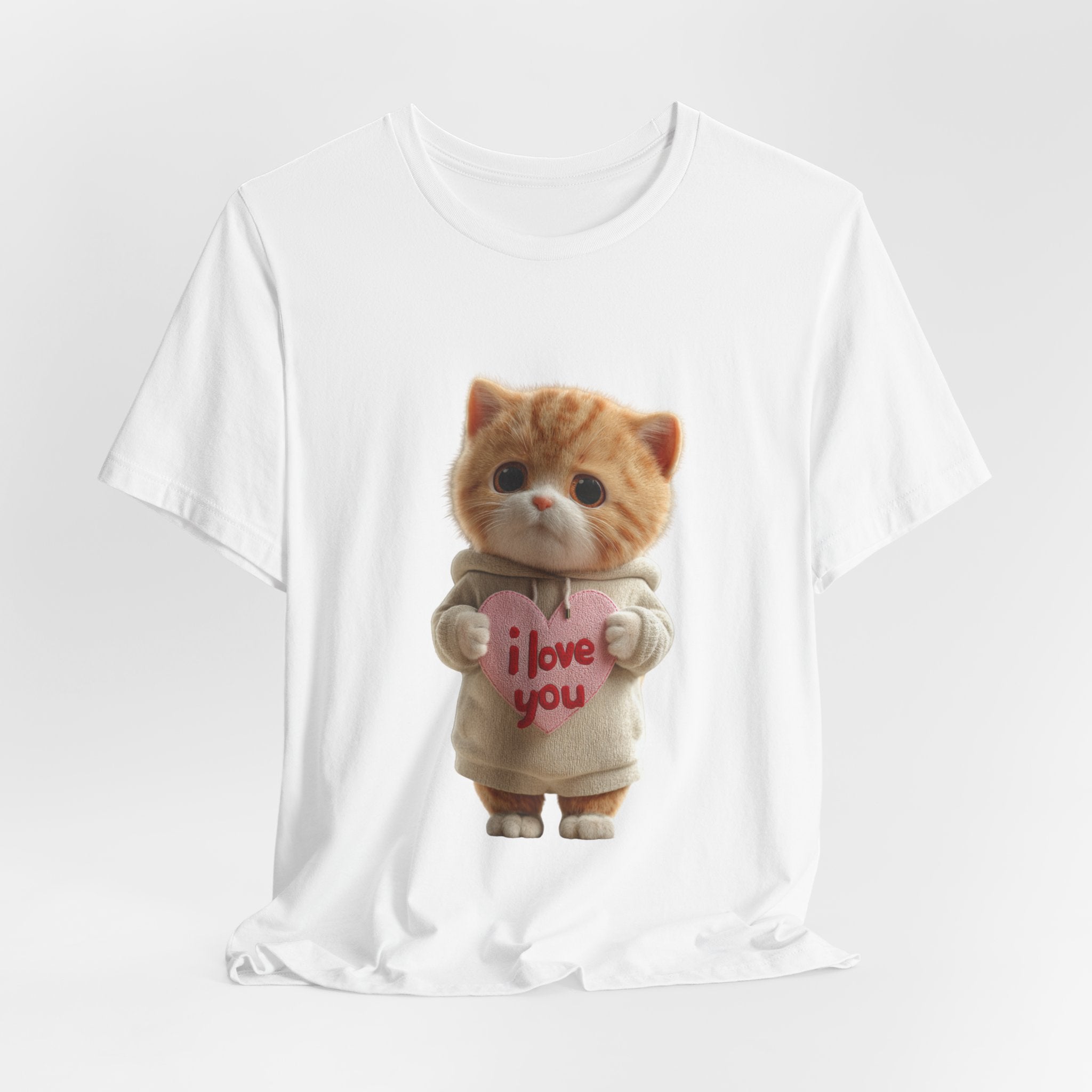 Cute Cat Love Tee - Unisex Jersey Short Sleeve T-Shirt