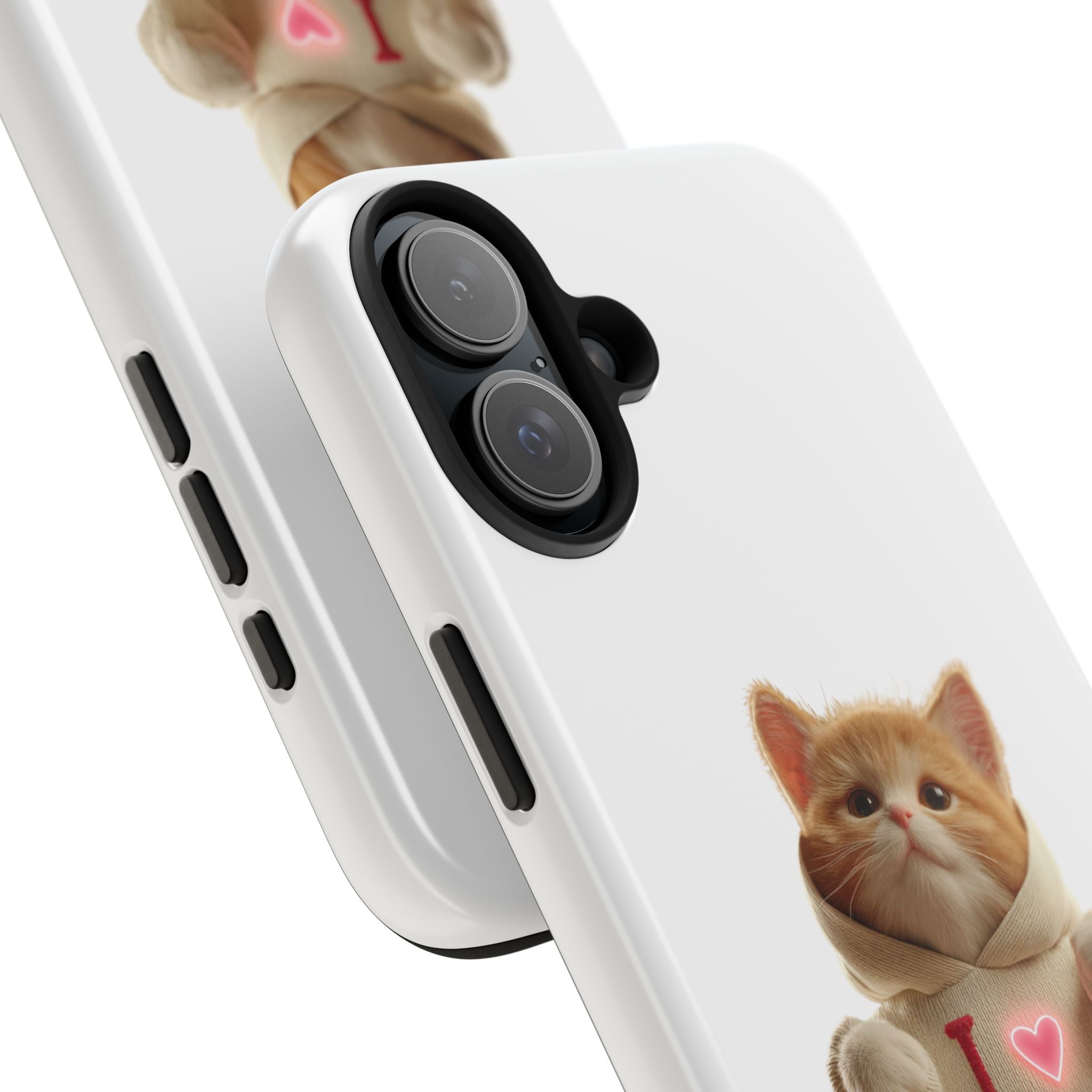 Cute Cat Tough Phone Case – 'I  You' Design