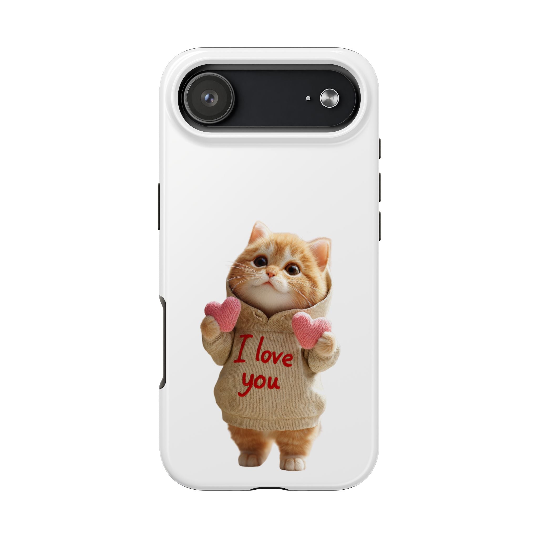 Cute Cat Phone Case with 'I Love You' Design