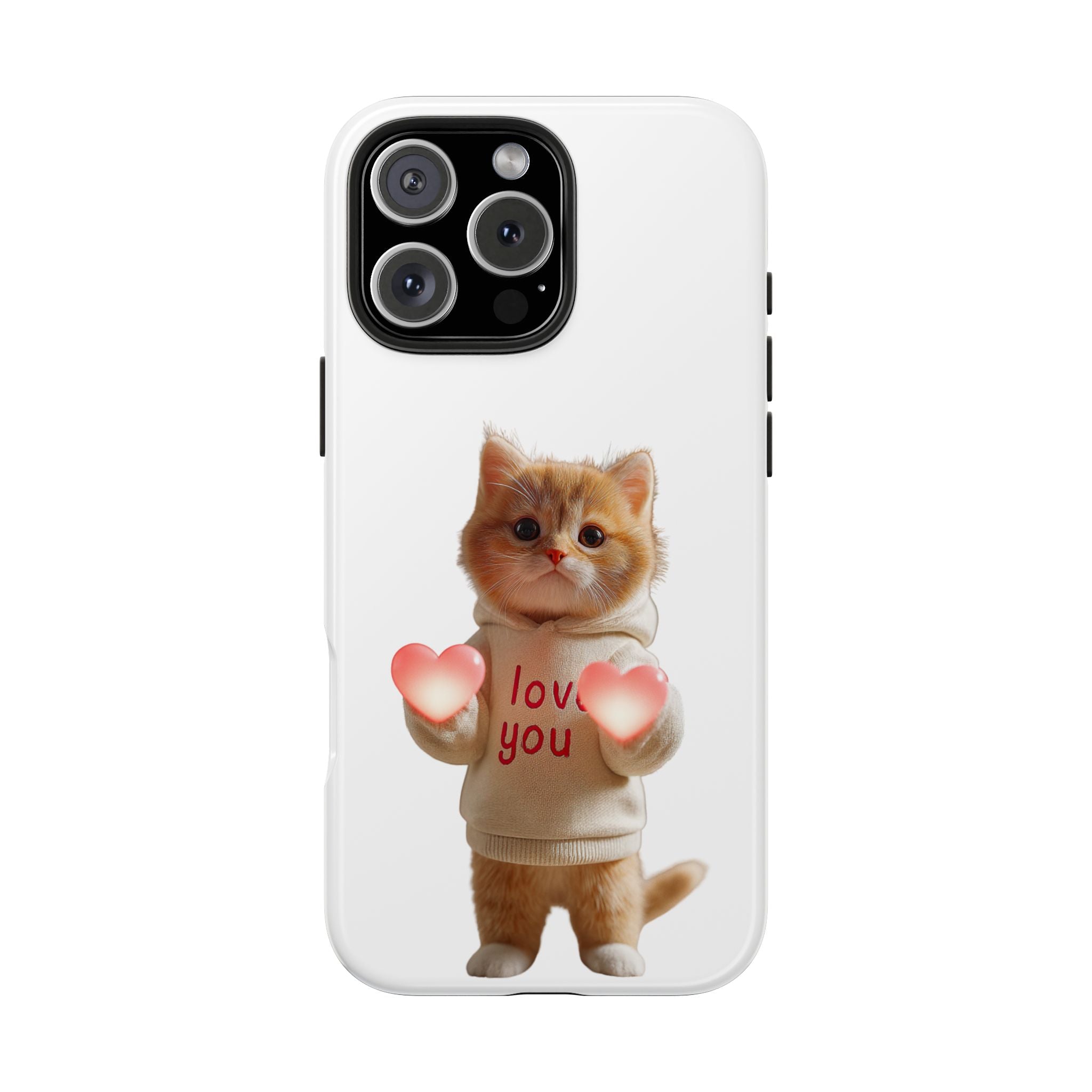 Cute Kitten ‘Love You’ Heart Paw Tough Protective Case