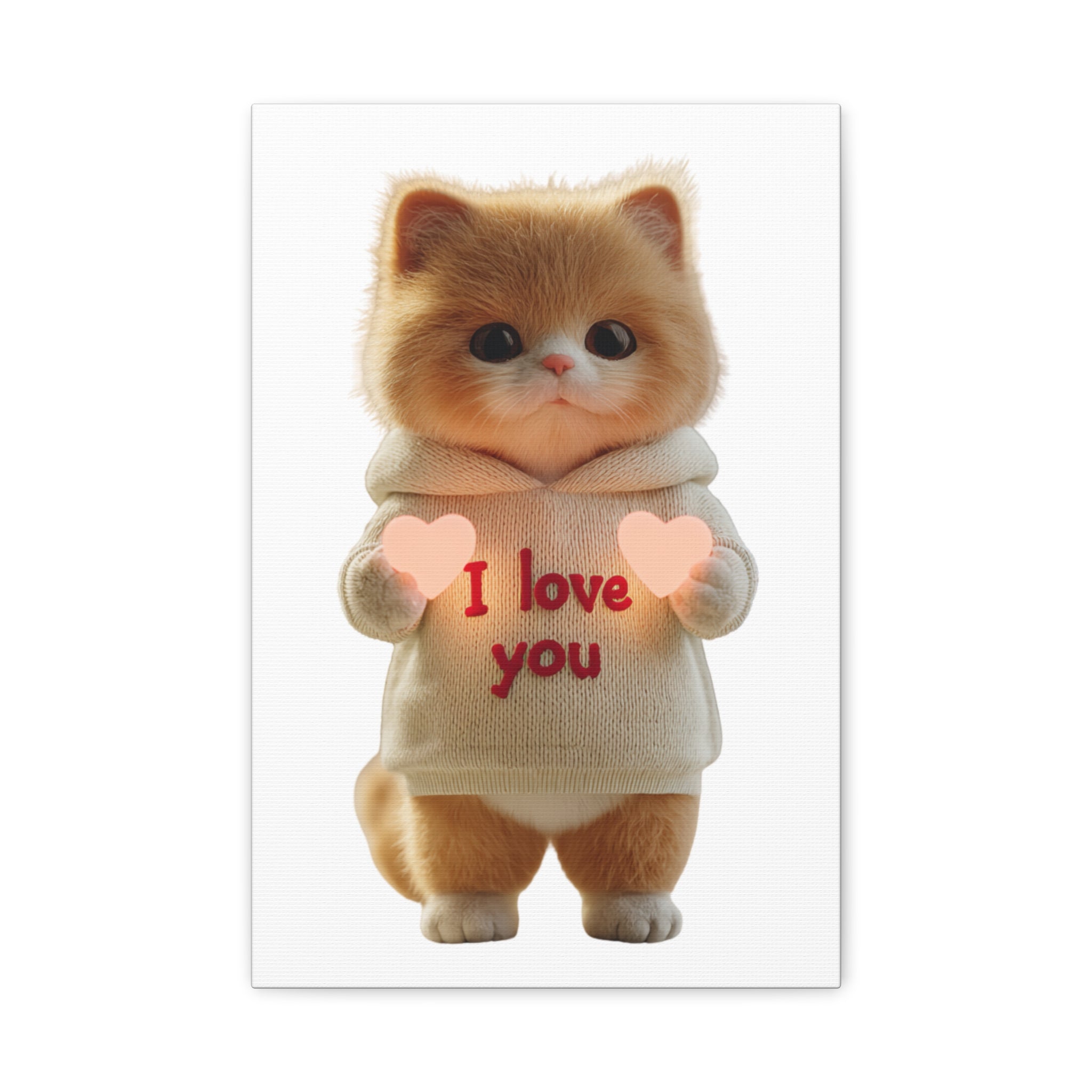 Cute Kitten "I Love You" Matte Canvas Wall Art