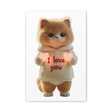 Cute Kitten "I Love You" Matte Canvas Wall Art