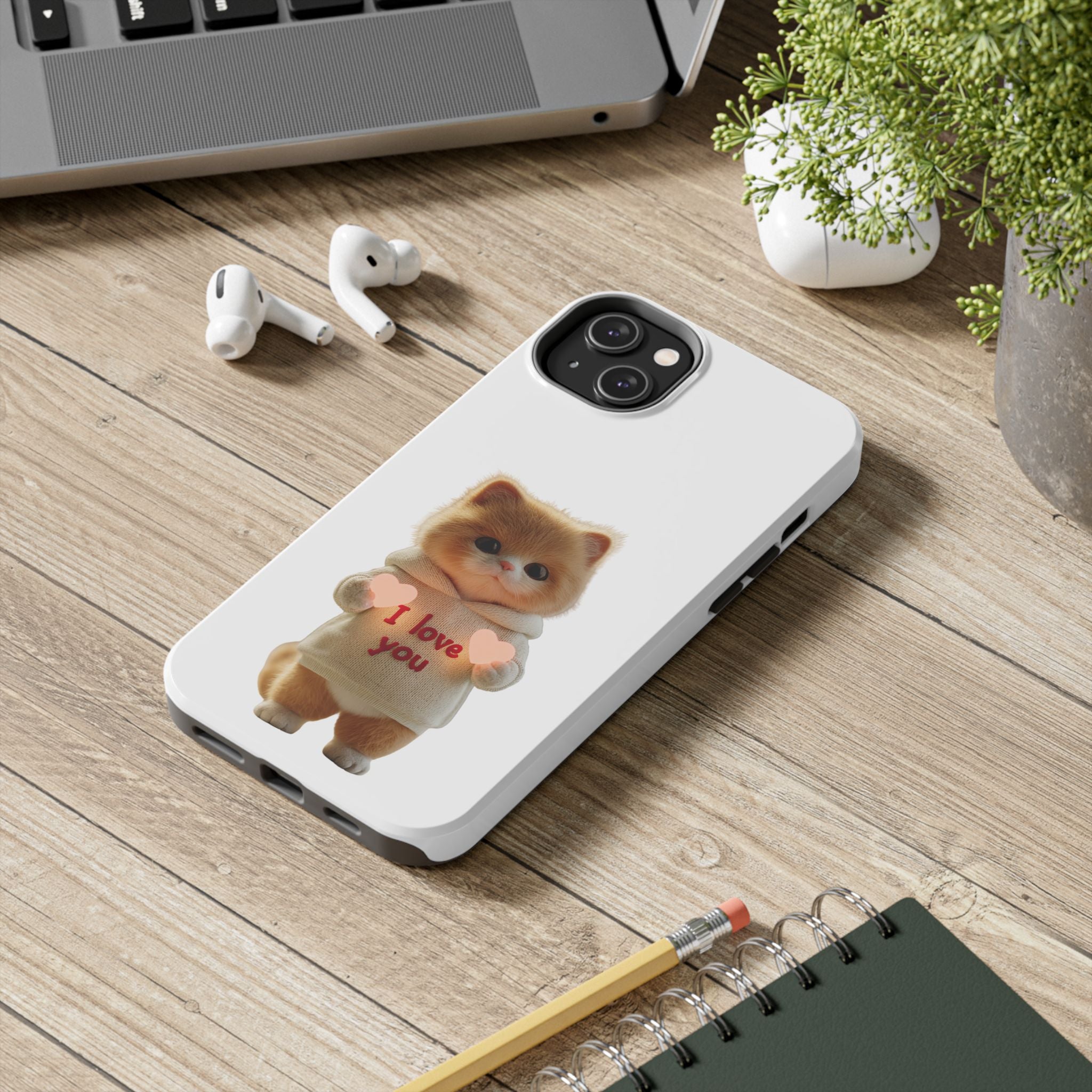 Cute Cat Love Phone Case - Tough Protection with Adorable Design