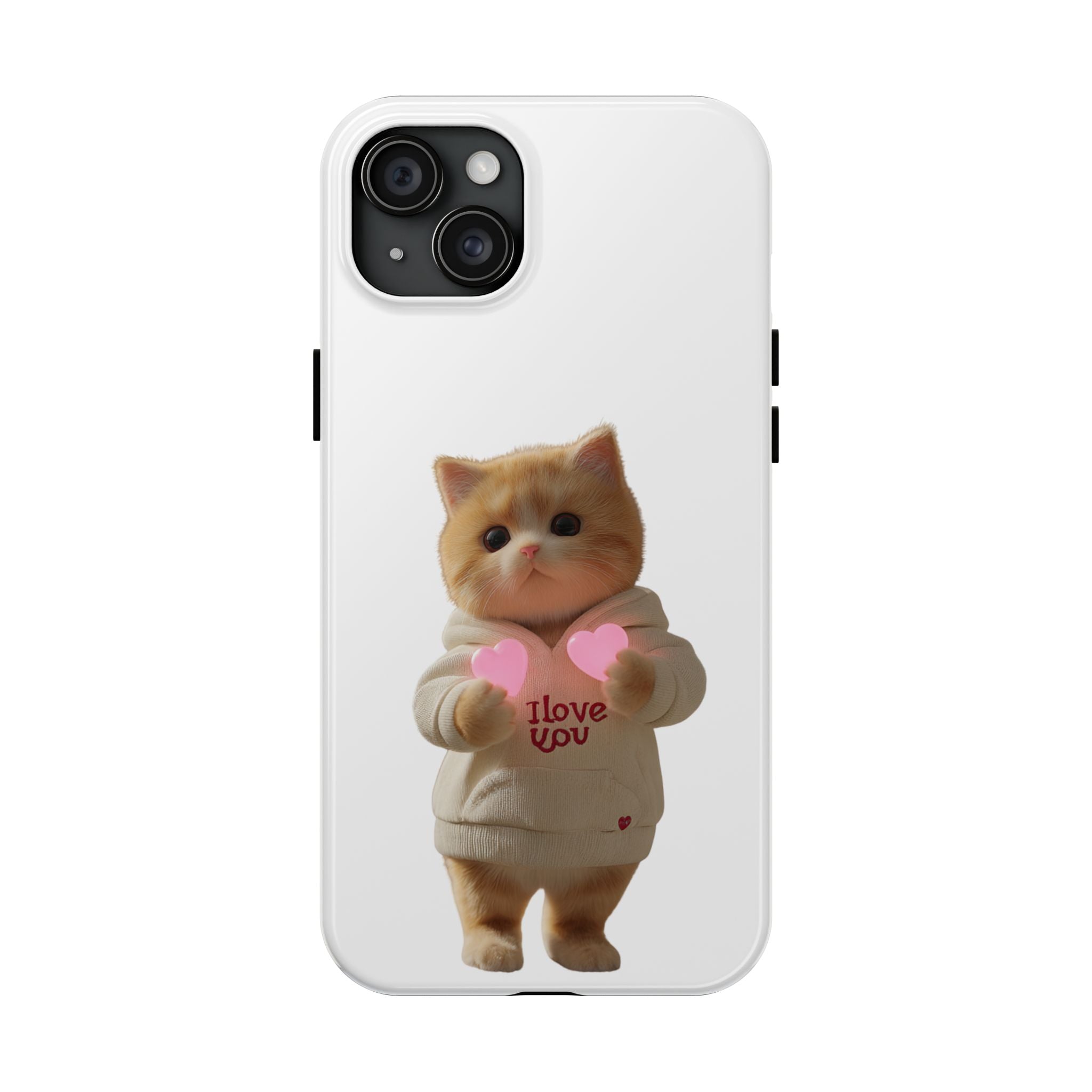 Cute Cat Tough Phone Case - I Love You Design