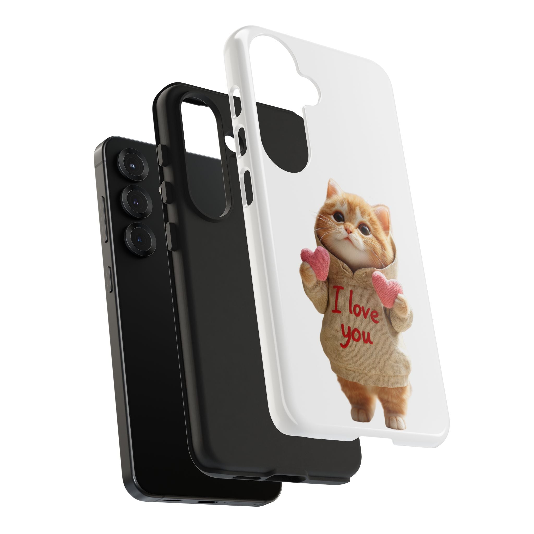 Cute Cat Phone Case with 'I Love You' Design