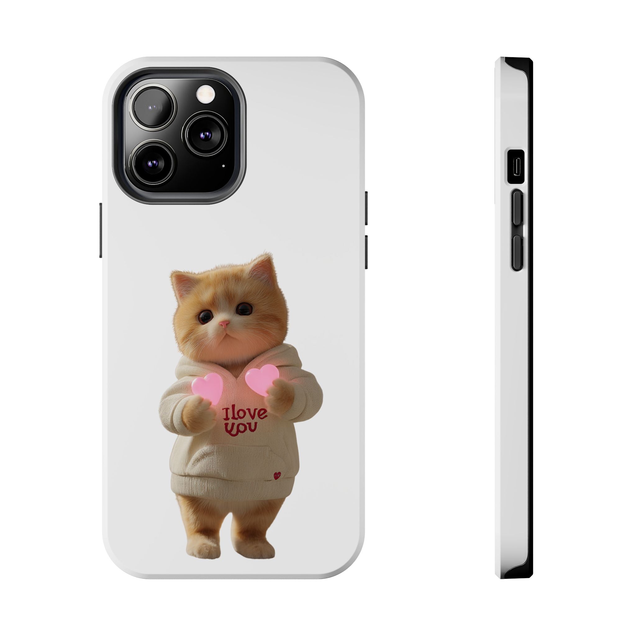 Cute Cat Tough Phone Case - I Love You Design