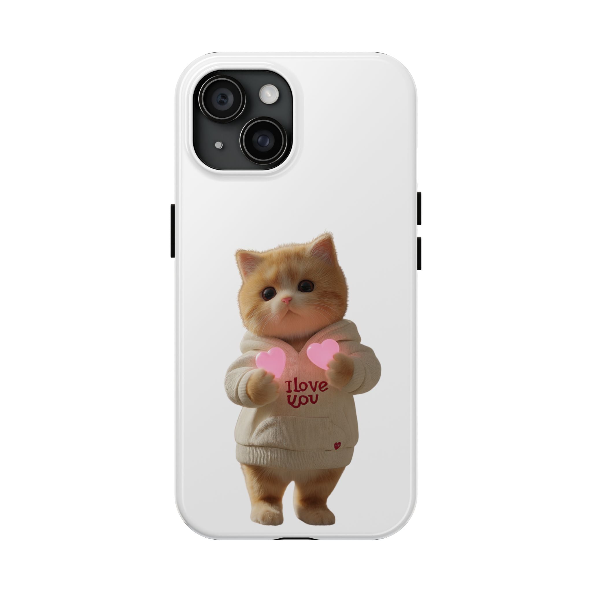 Cute Cat Tough Phone Case - I Love You Design