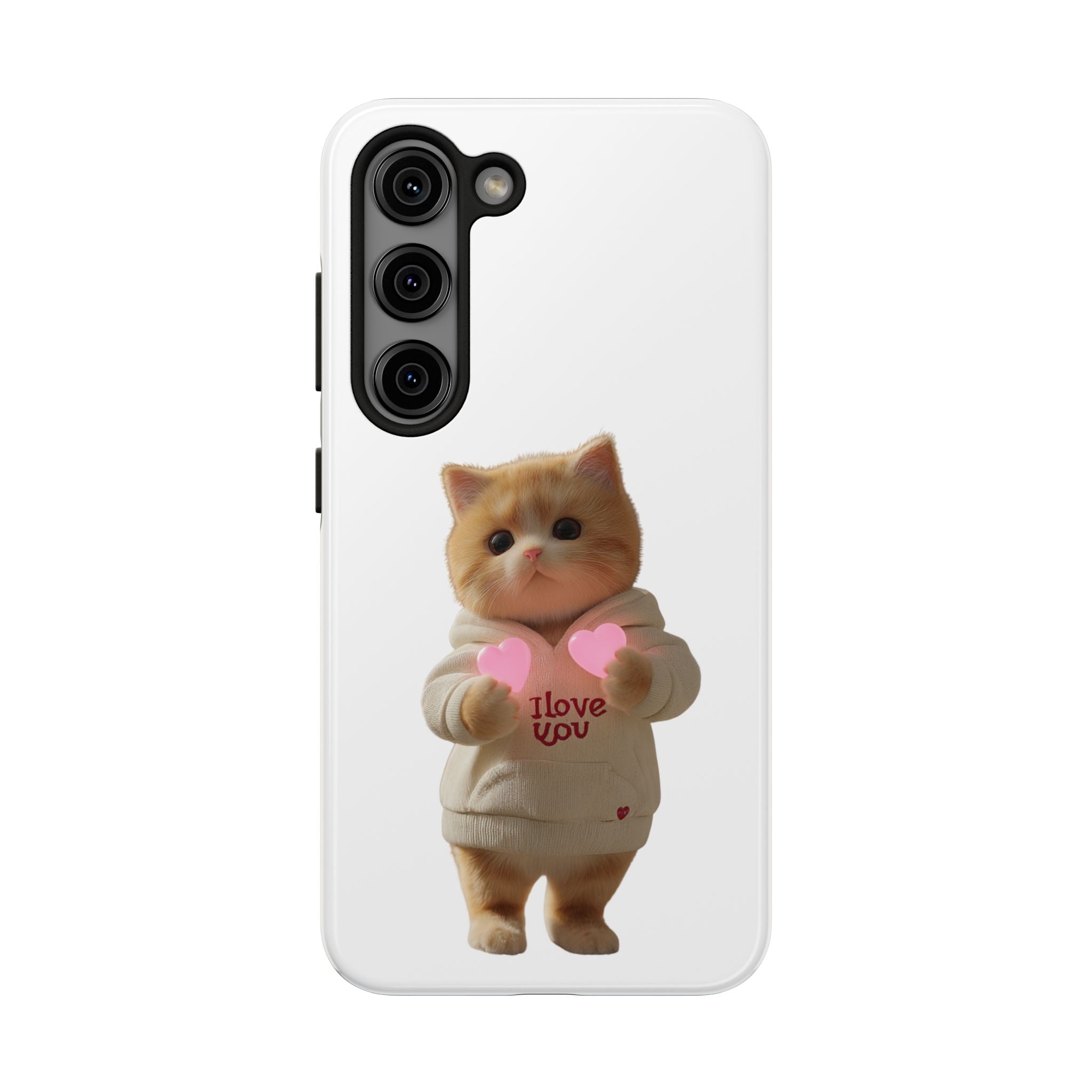 Cute Cat Tough Phone Case - I Love You Design