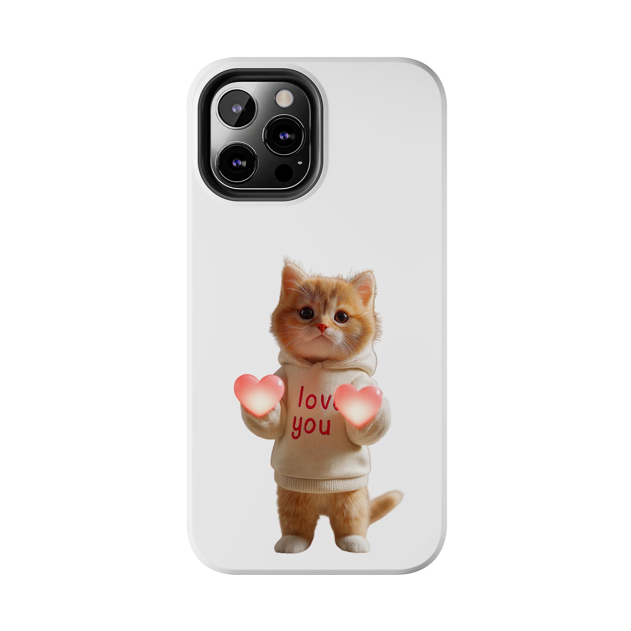 Cute Kitten ‘Love You’ Heart Paw Tough Protective Case