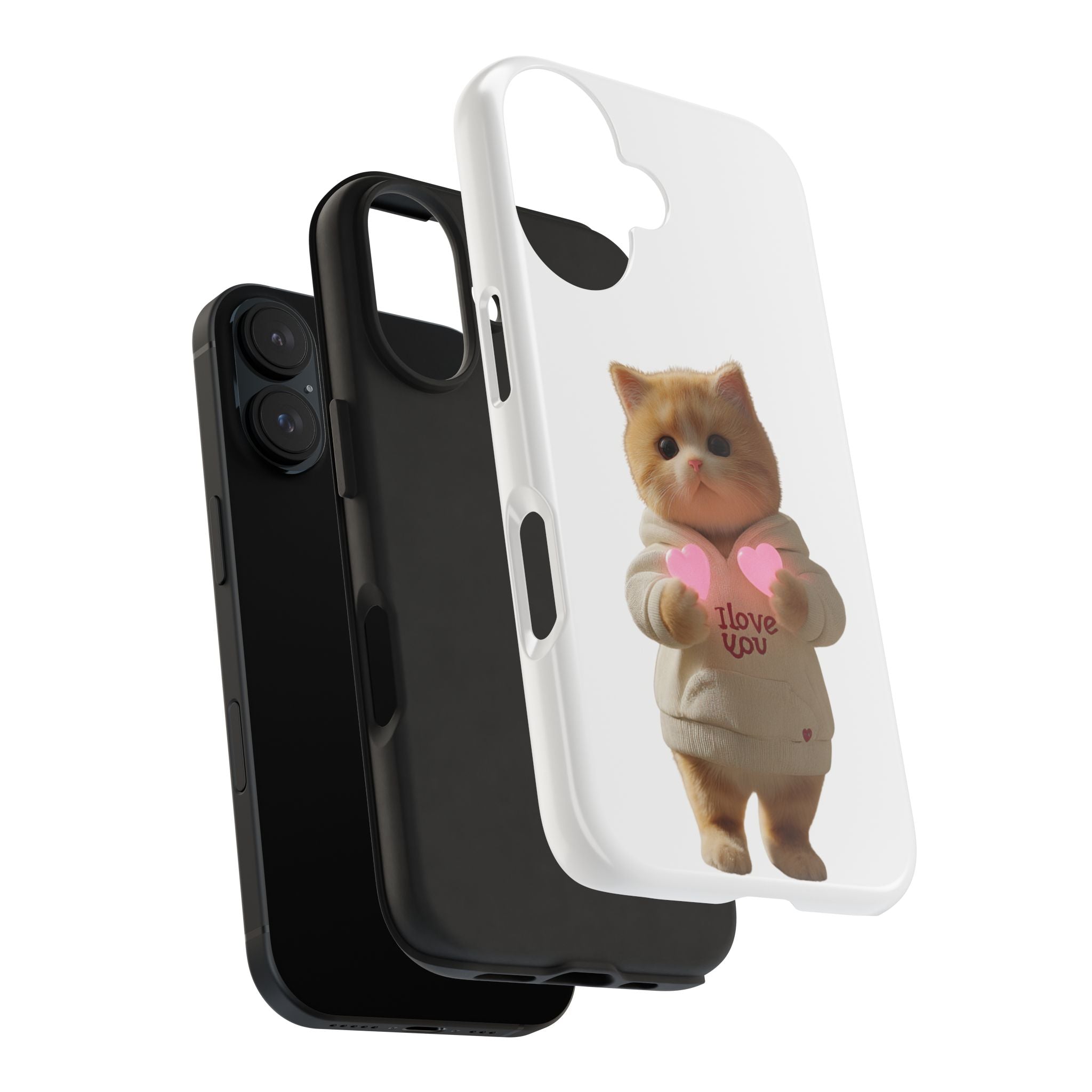 Cute Cat Tough Phone Case - I Love You Design