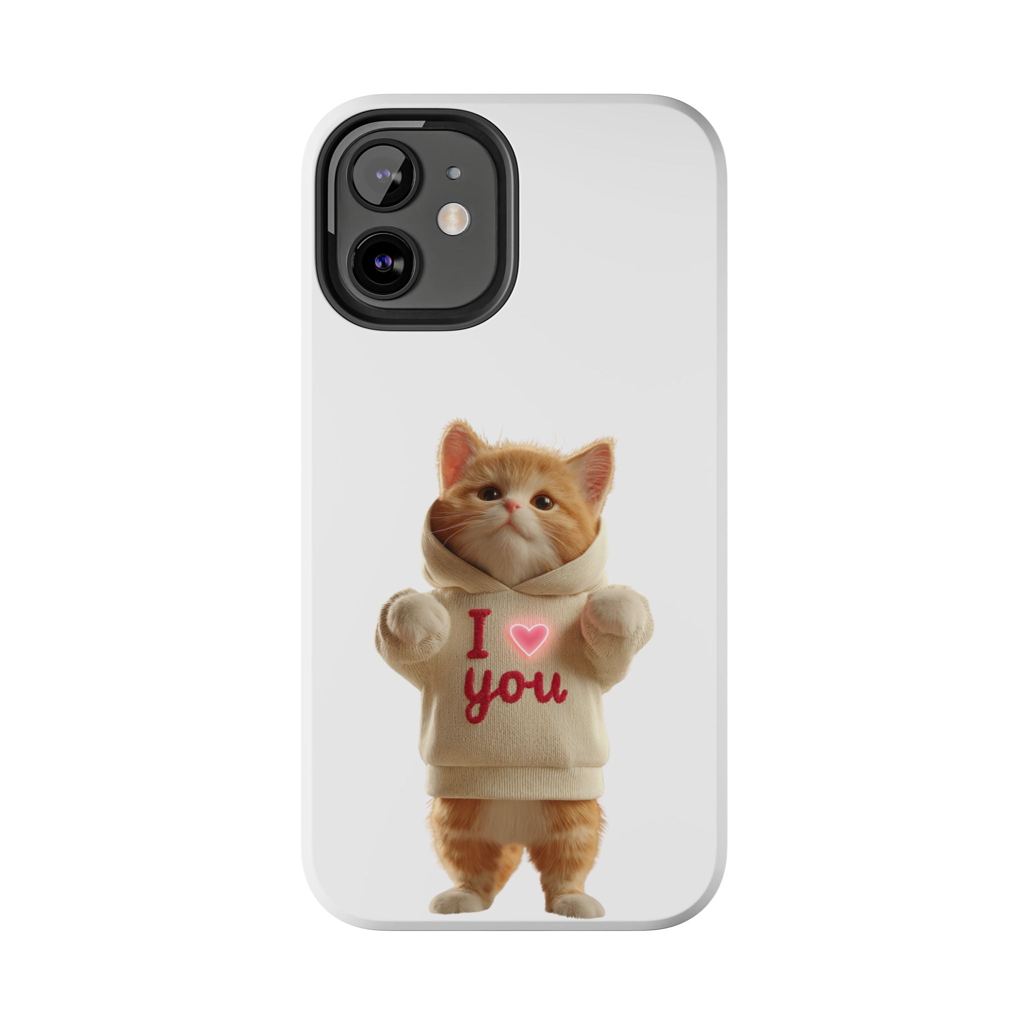 Cute Cat Tough Phone Case – 'I  You' Design