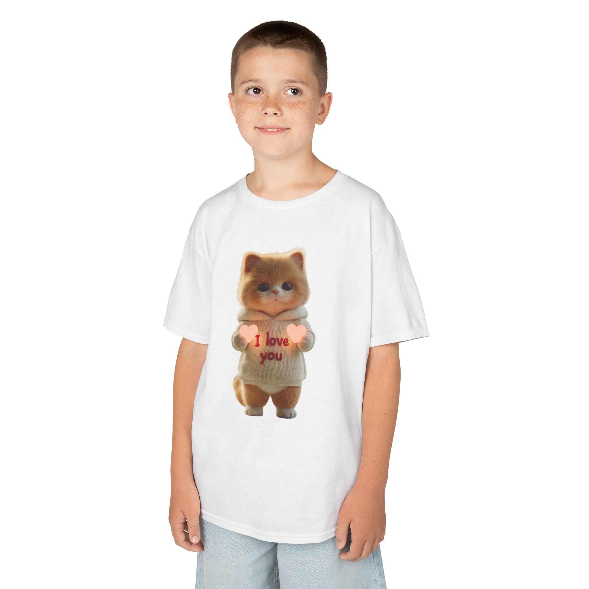 Kids Tee — Cute Teddy Holding 'I Love You' Graphic