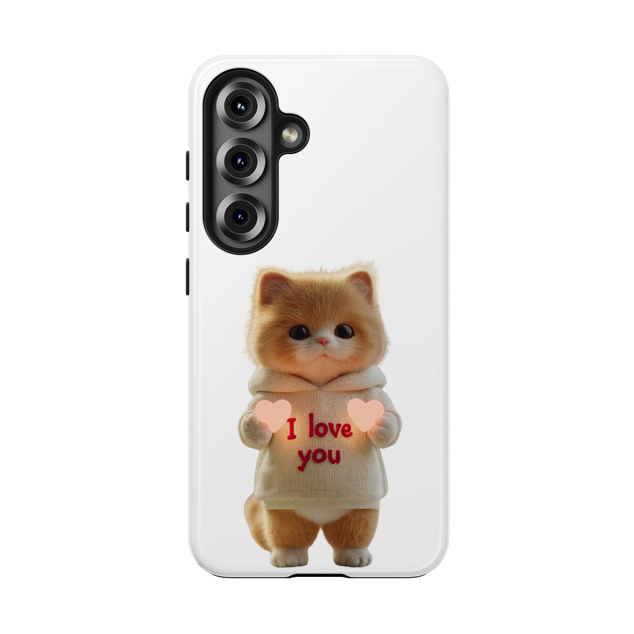 Cute Cat Love Phone Case - Tough Protection with Adorable Design
