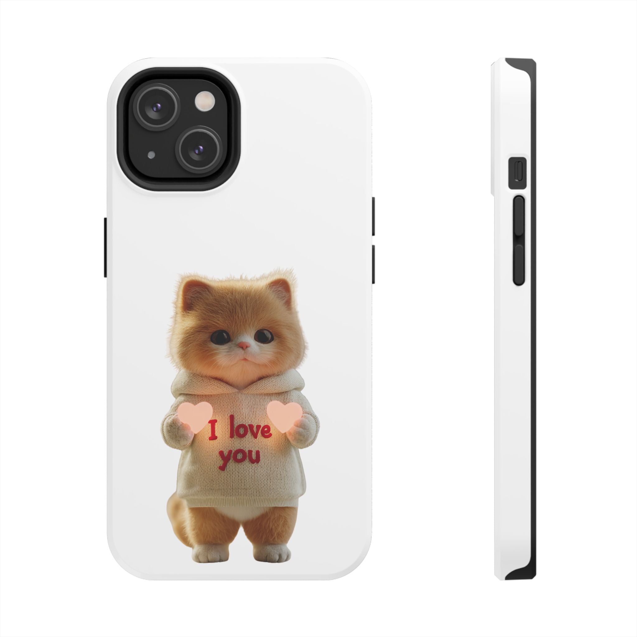 Cute Cat Love Phone Case - Tough Protection with Adorable Design