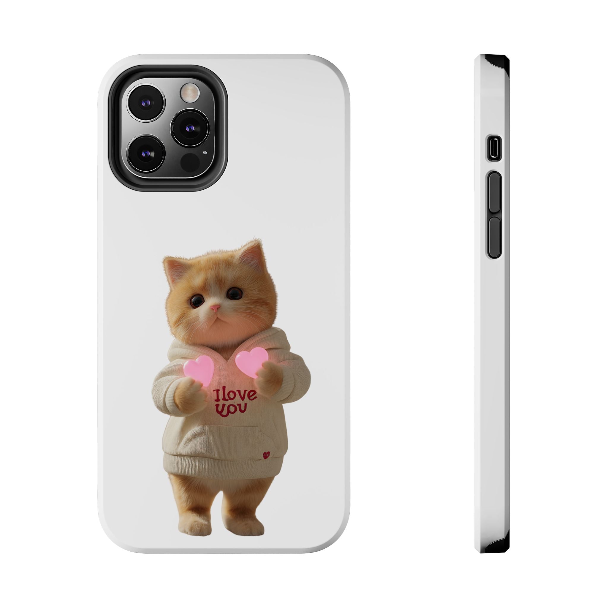 Cute Cat Tough Phone Case - I Love You Design