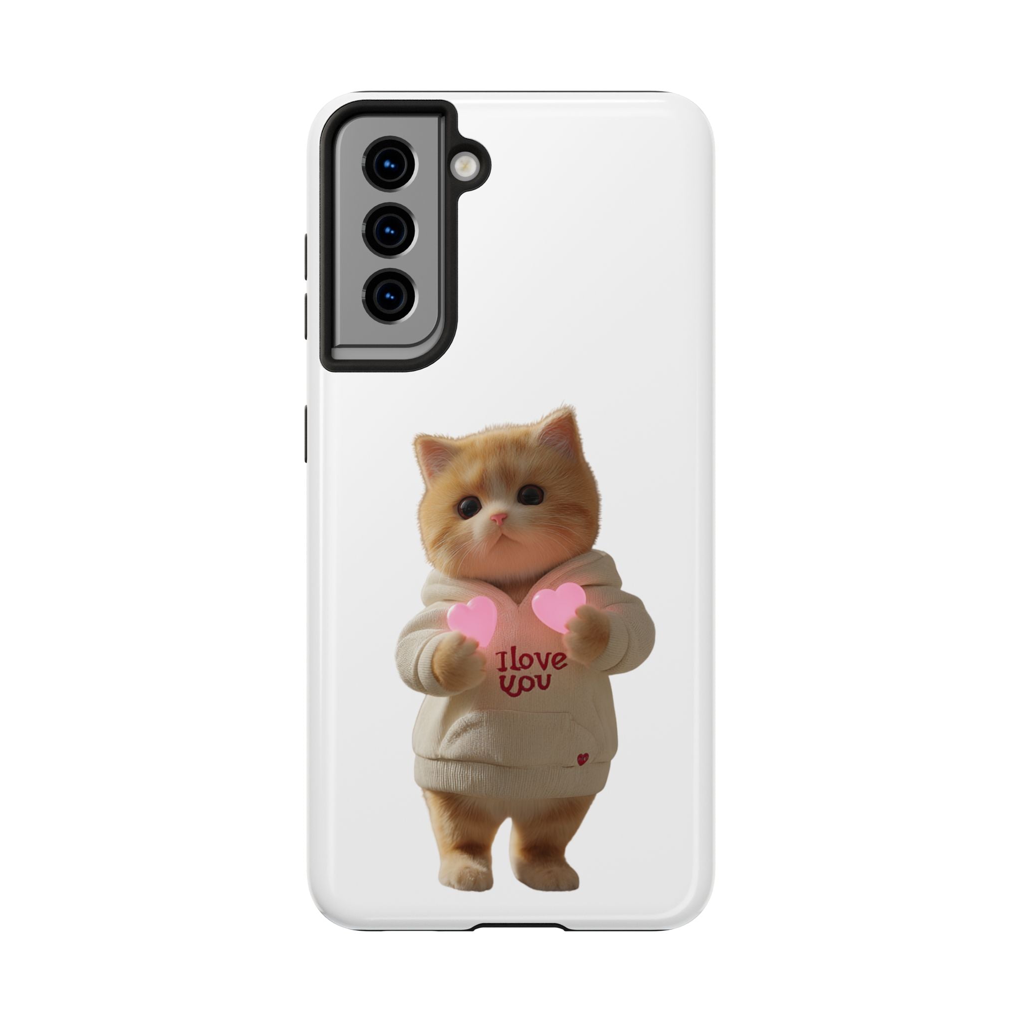 Cute Cat Tough Phone Case - I Love You Design