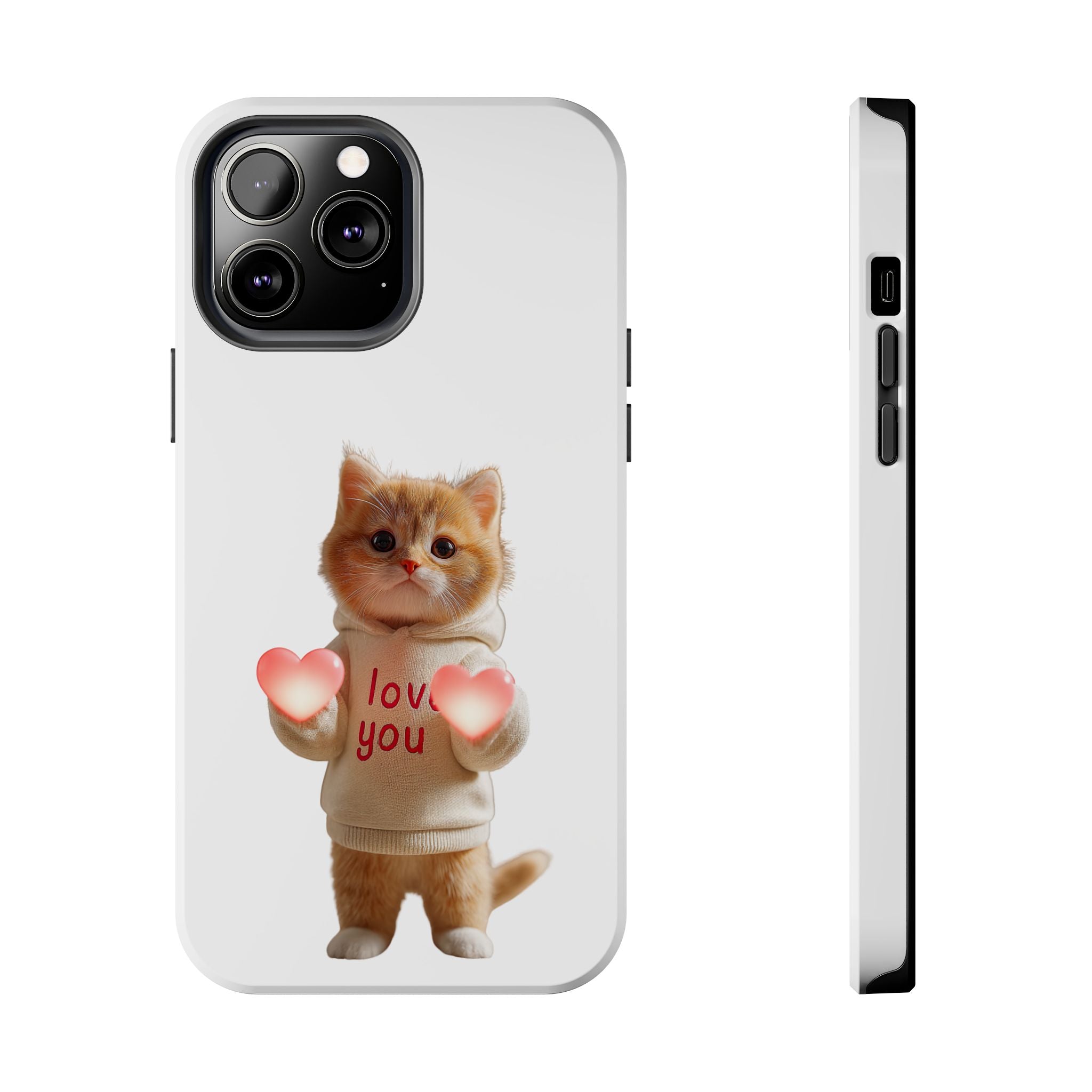 Cute Kitten ‘Love You’ Heart Paw Tough Protective Case