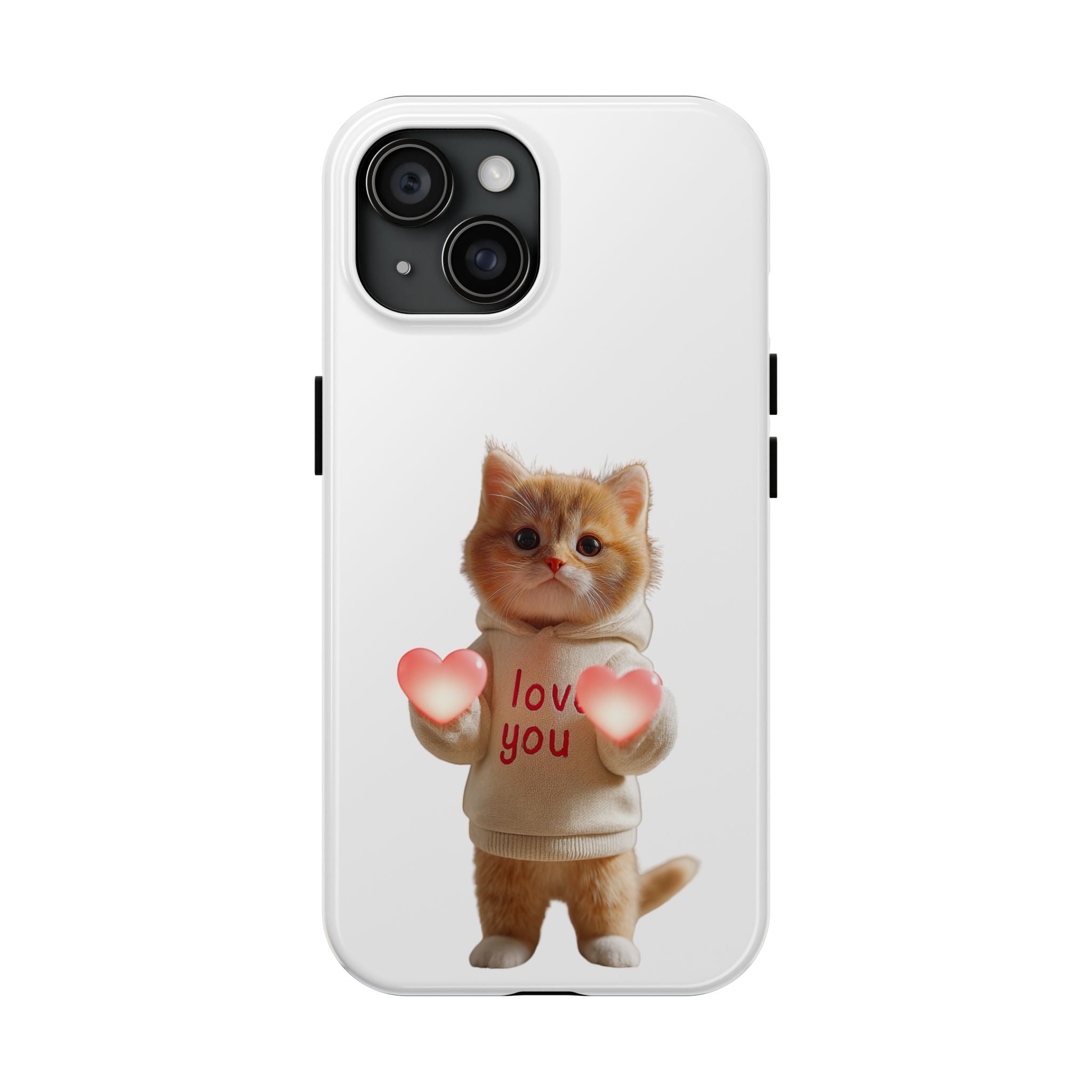 Cute Kitten ‘Love You’ Heart Paw Tough Protective Case