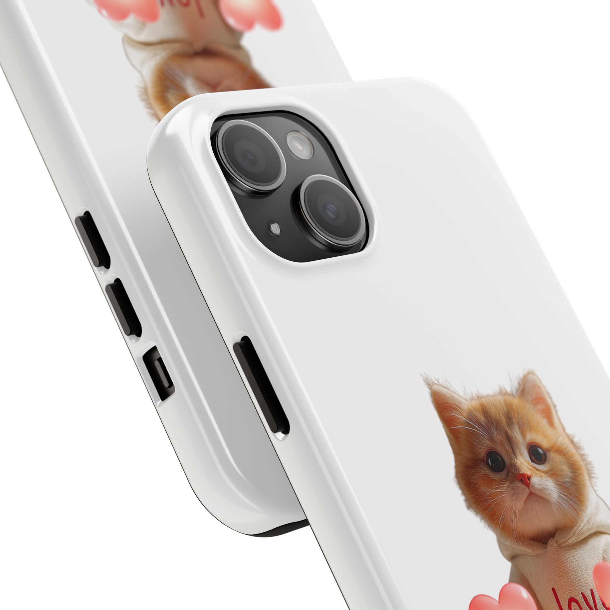 Cute Kitten ‘Love You’ Heart Paw Tough Protective Case