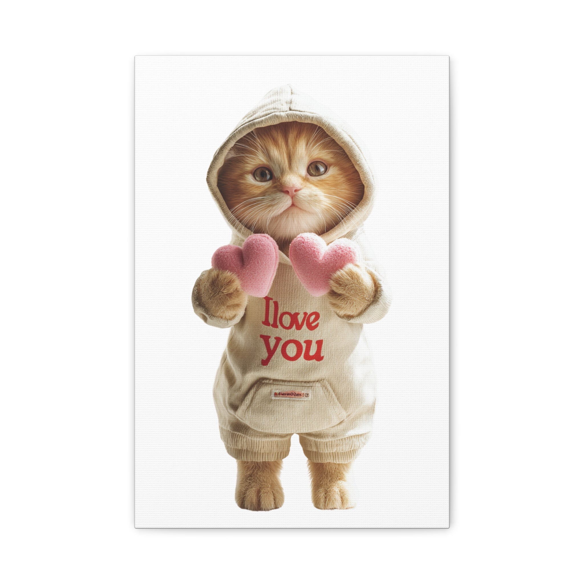 Cute Kitten 'I Love You' Canvas Wall Art — Valentine Cat Print