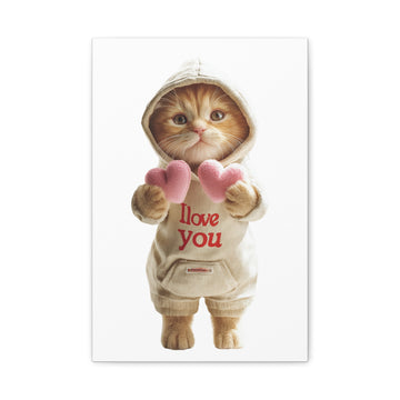 Cute Kitten 'I Love You' Canvas Wall Art — Valentine Cat Print