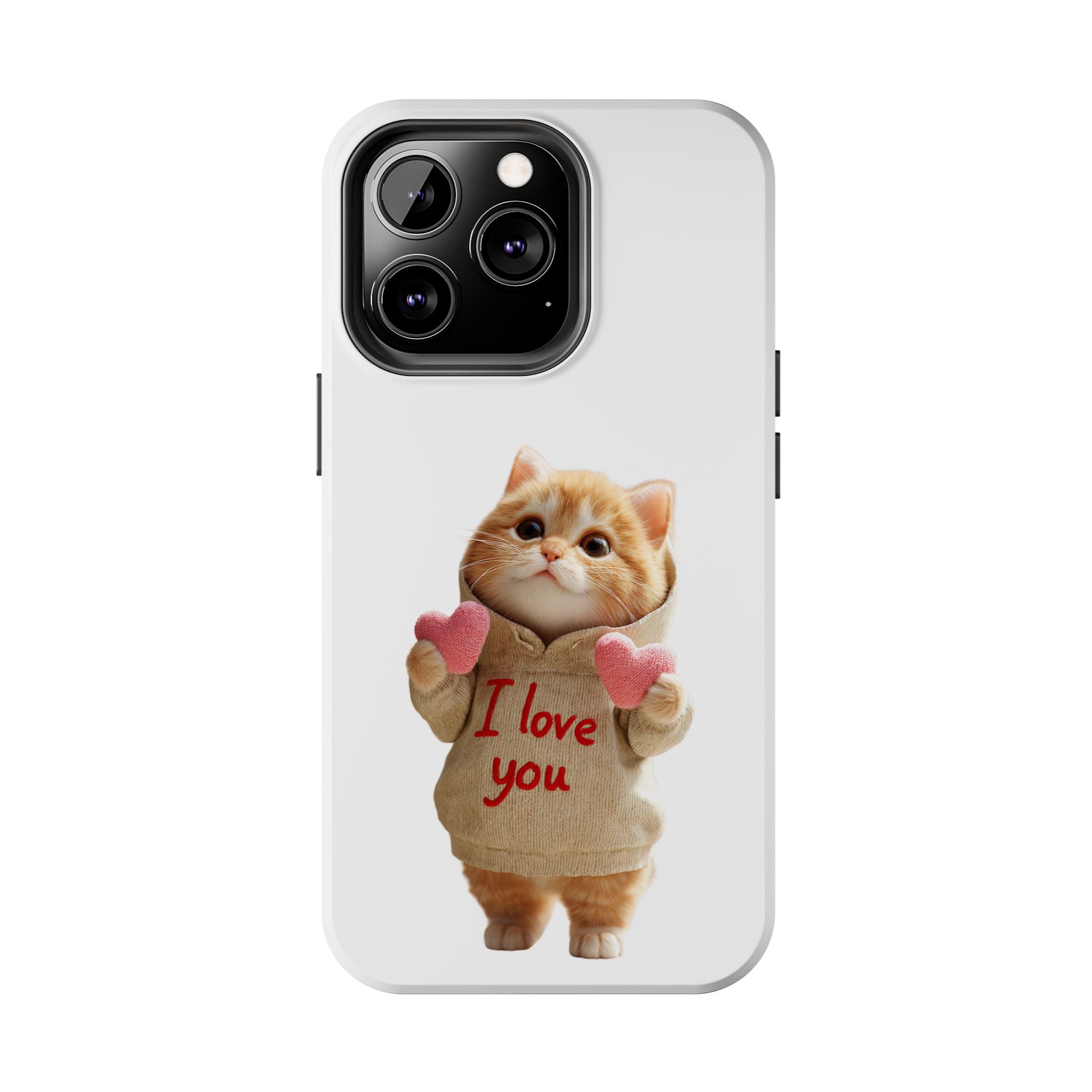 Cute Cat Phone Case with 'I Love You' Design