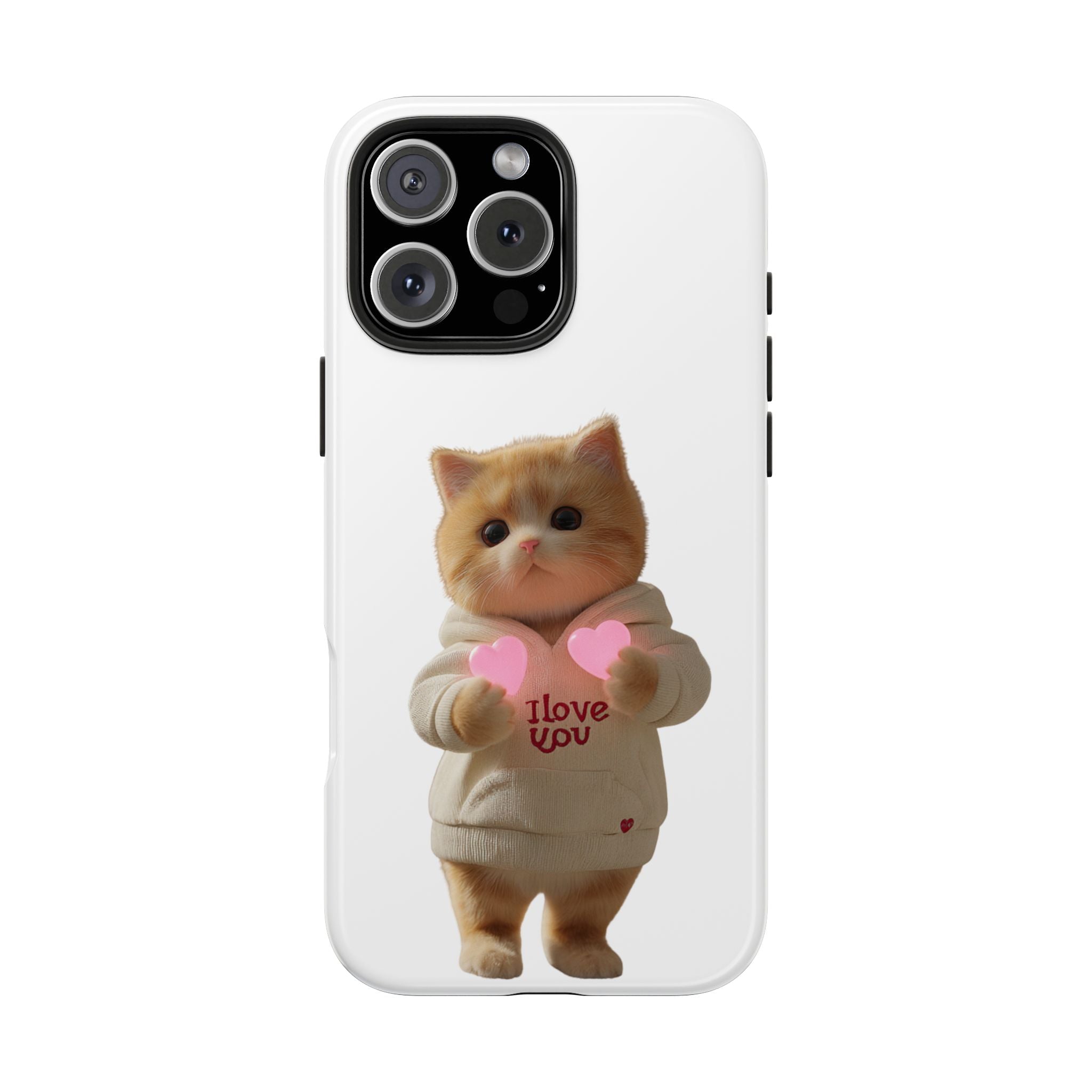 Cute Cat Tough Phone Case - I Love You Design