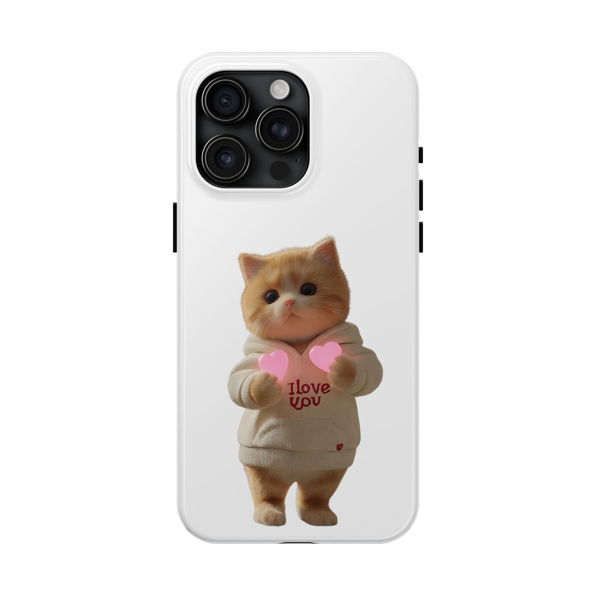 Cute Cat Tough Phone Case - I Love You Design