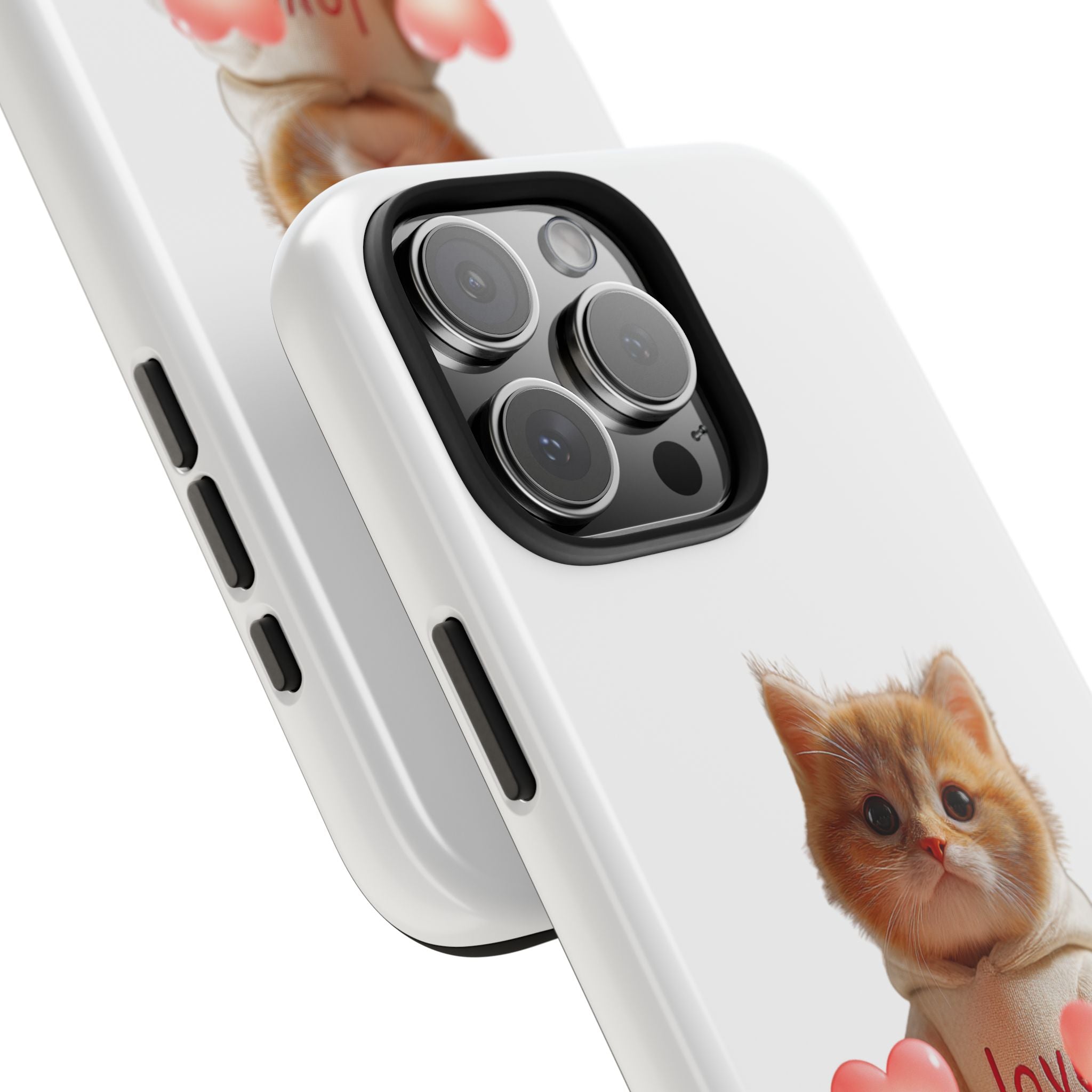 Cute Kitten ‘Love You’ Heart Paw Tough Protective Case