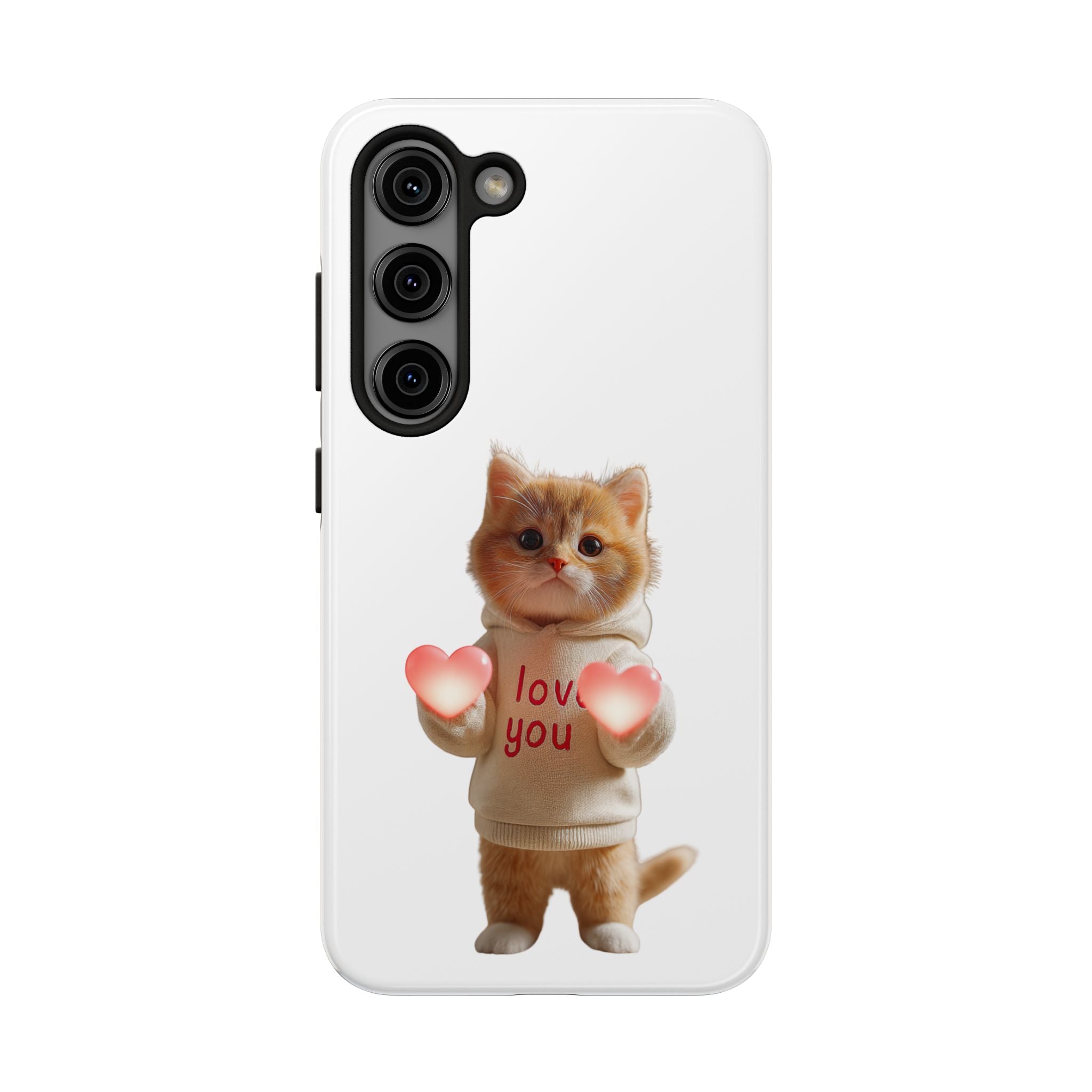 Cute Kitten ‘Love You’ Heart Paw Tough Protective Case