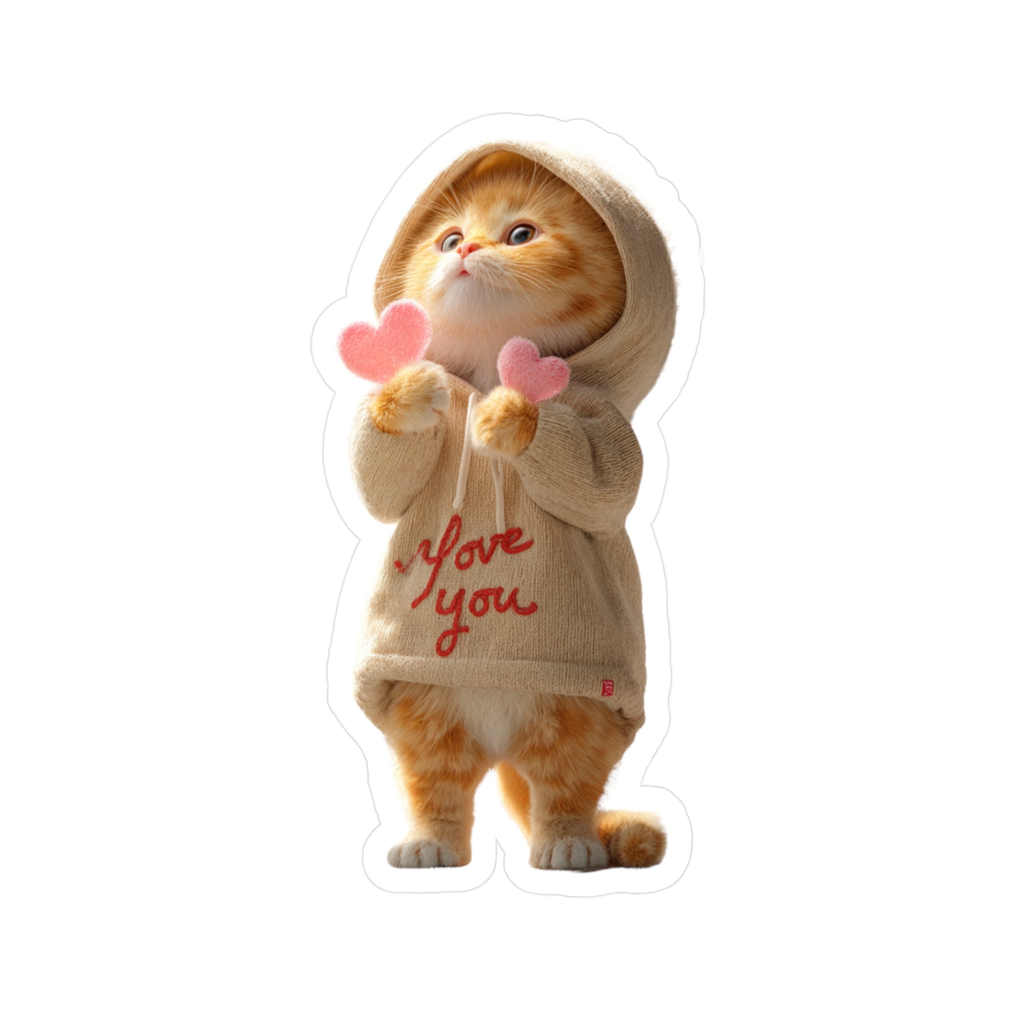 Cute Cat 'I Love You' Kiss-Cut Vinyl Sticker