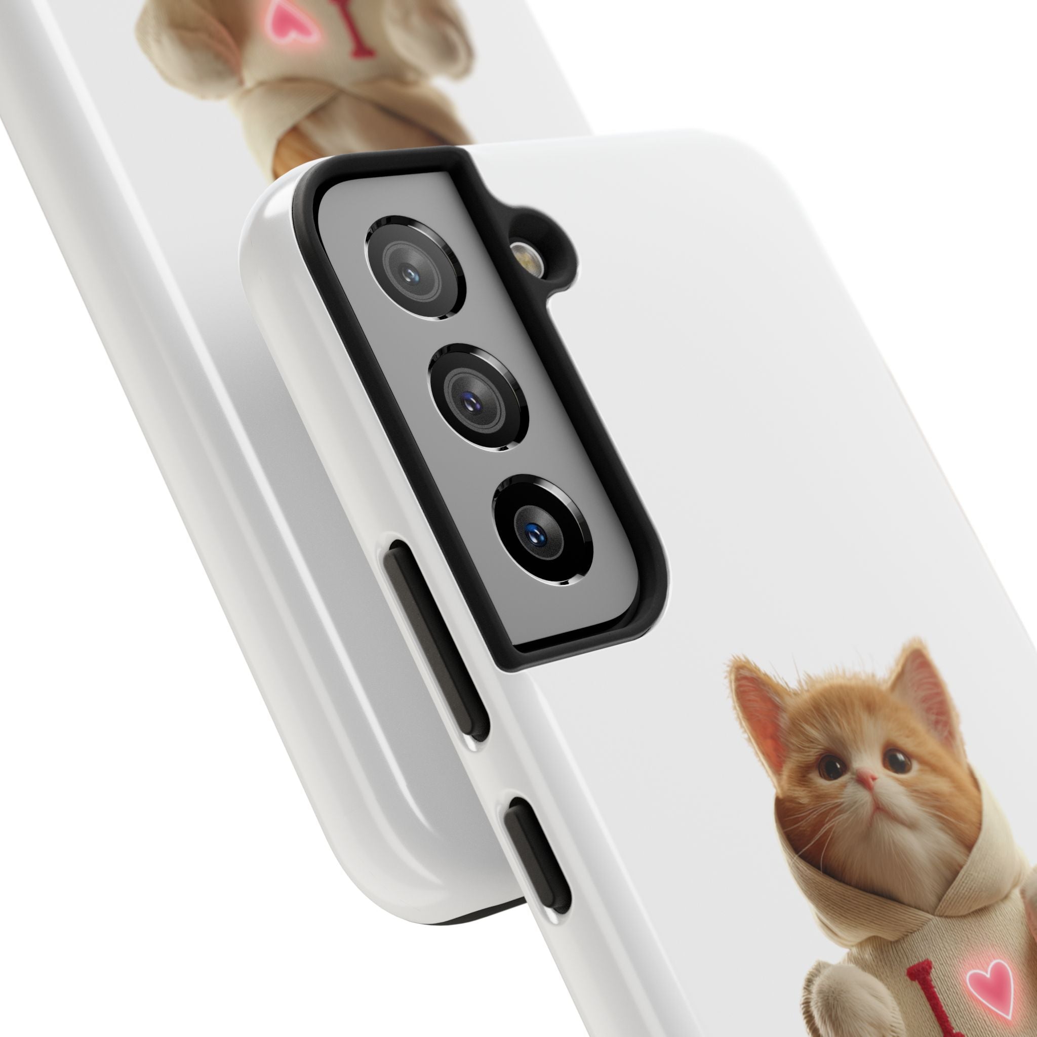 Cute Cat Tough Phone Case – 'I  You' Design